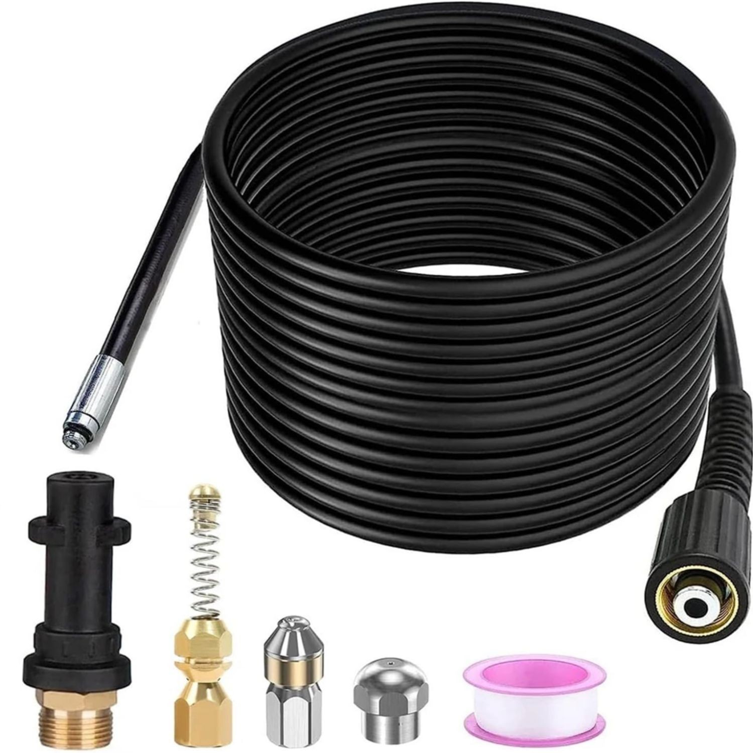 32FT 5800PSI Sewer Jetter Nozzles Kit Drain Cleaning Hose for Pressure Washer US