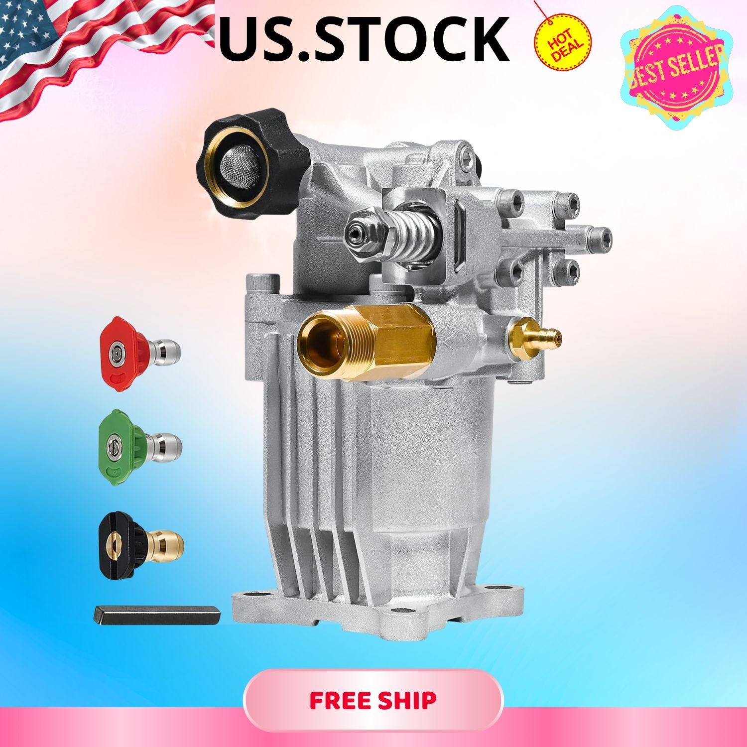 3/4in Horizontal Pressure Washer Pump 2600-3300 PSI 2.5 GPM for Honda Simpson