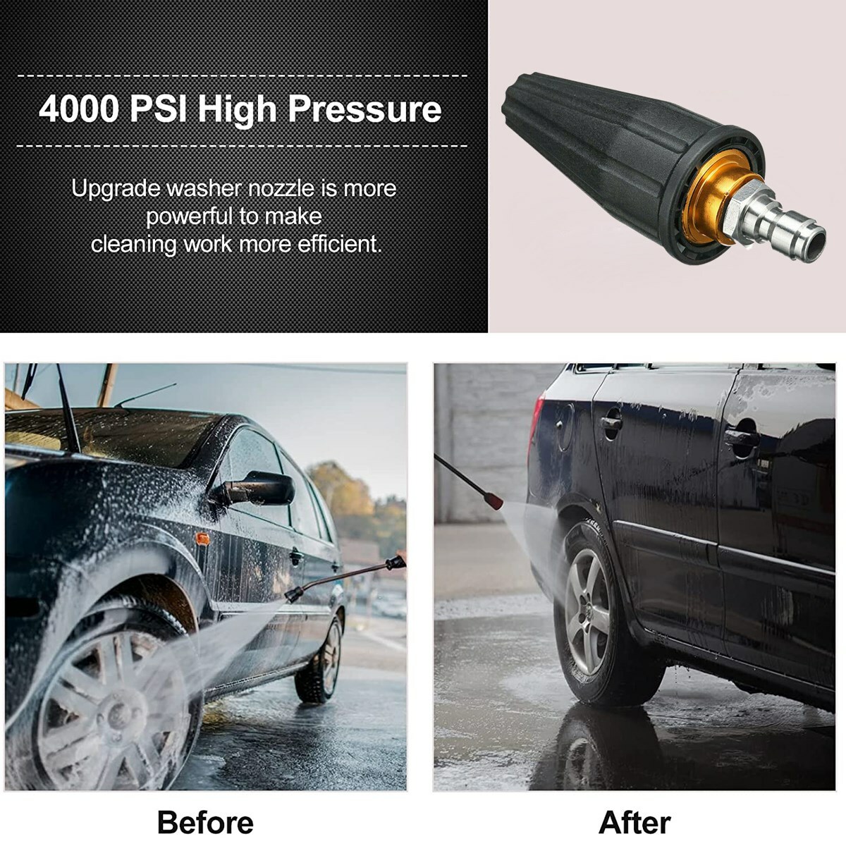 1/4″ High Pressure Washer Rotating Turbo Nozzle Spray Tip 4.0 GPM 4000PSI Quick