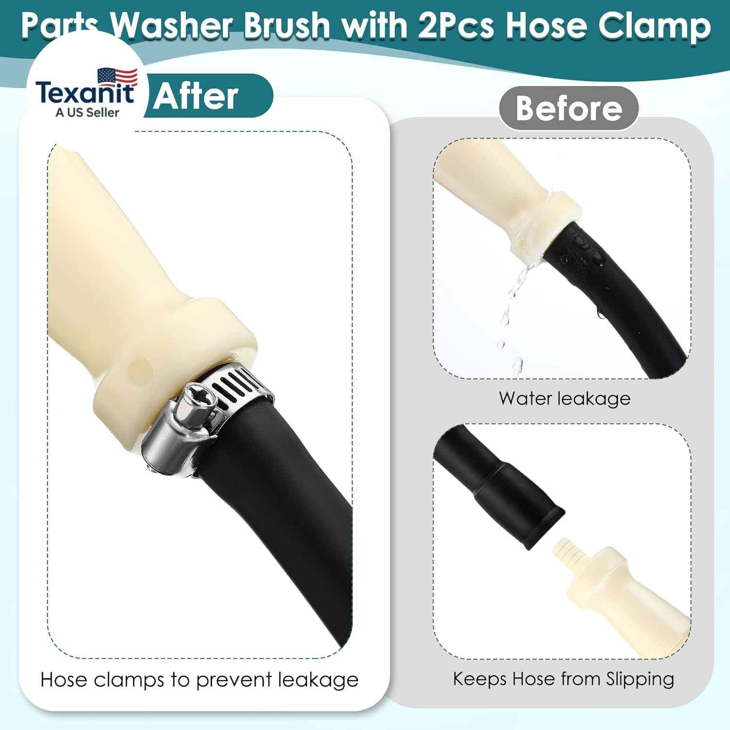 Parts Washer Brush with 27.5 Inch Flow Hose, Wear Resistant Cleaning Tool with 2