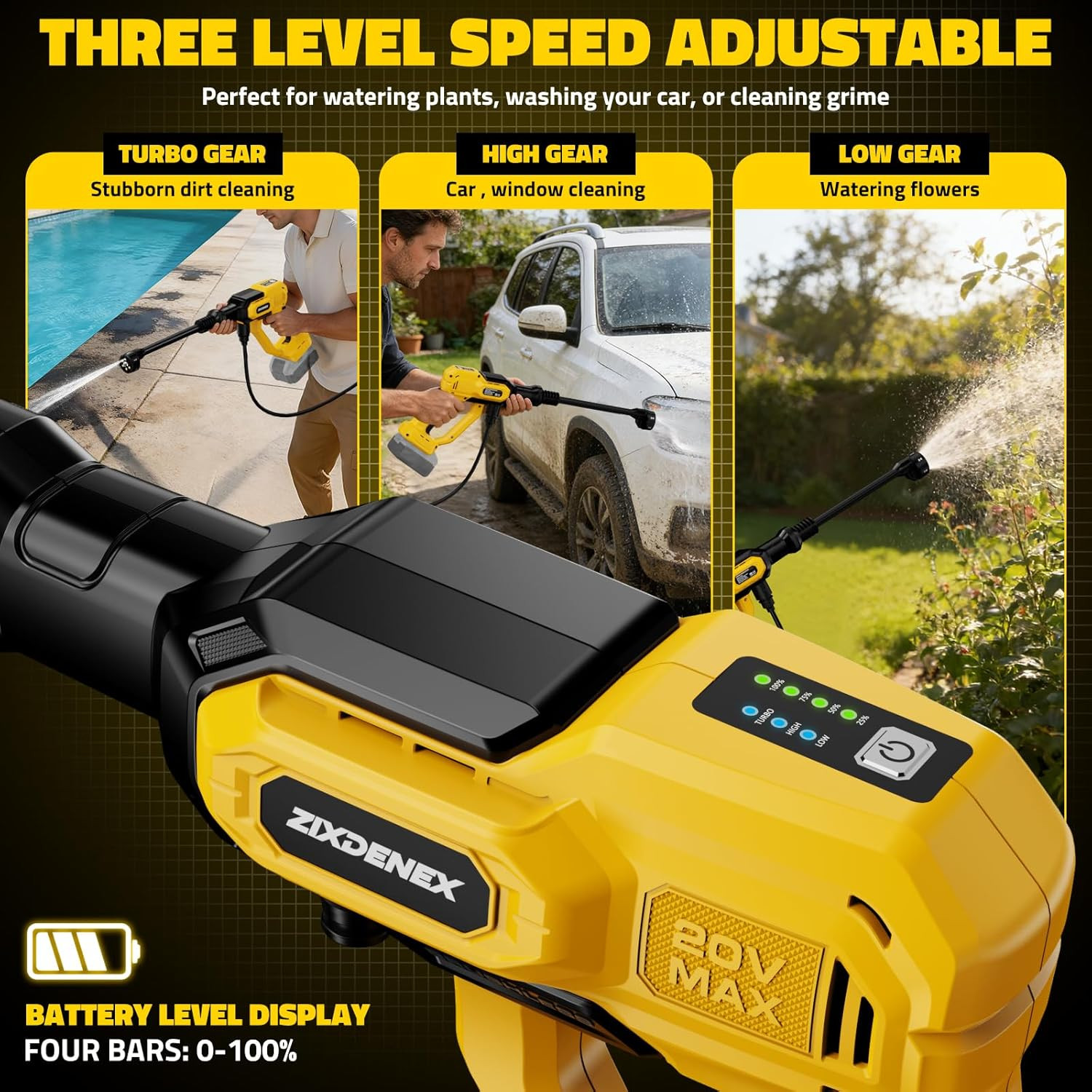 Cordless Portable Washer for Dewalt 20V Battery, 1000 PSI Portable Handheld Wash