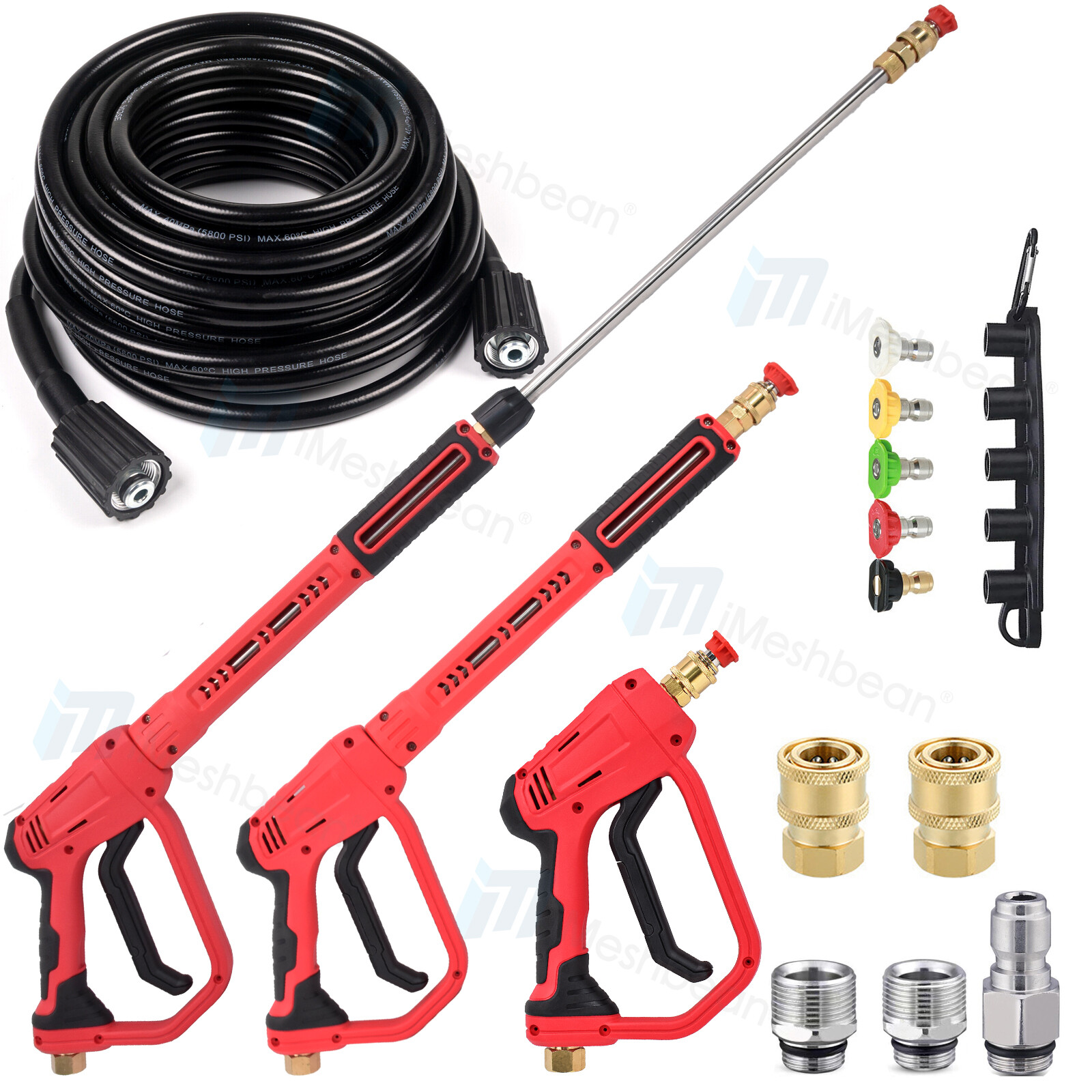 High Pressure 4000PSI Car Power Washer Gun Spray Wand Lance Nozzle 25/50′ Hose