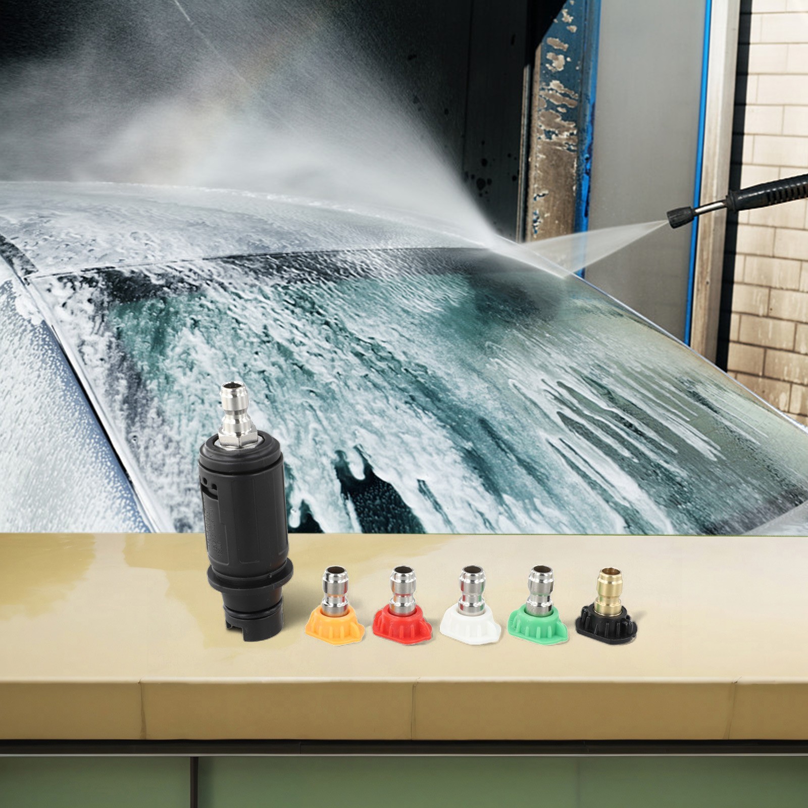5 Tip Adjustable Pressure Washer Nozzle Compatible with Most Pressure Washers