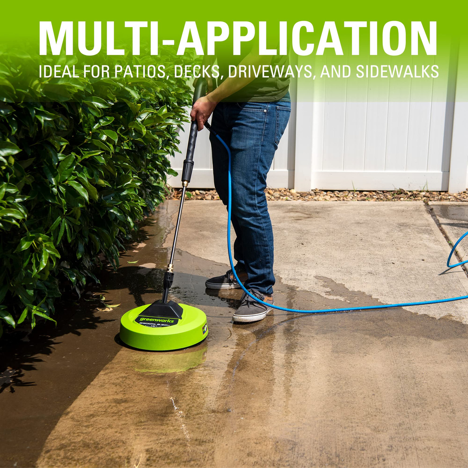 GreenWorks 12 Inch Pressure Washer Surface Cleaner for Driveways Patios Decks