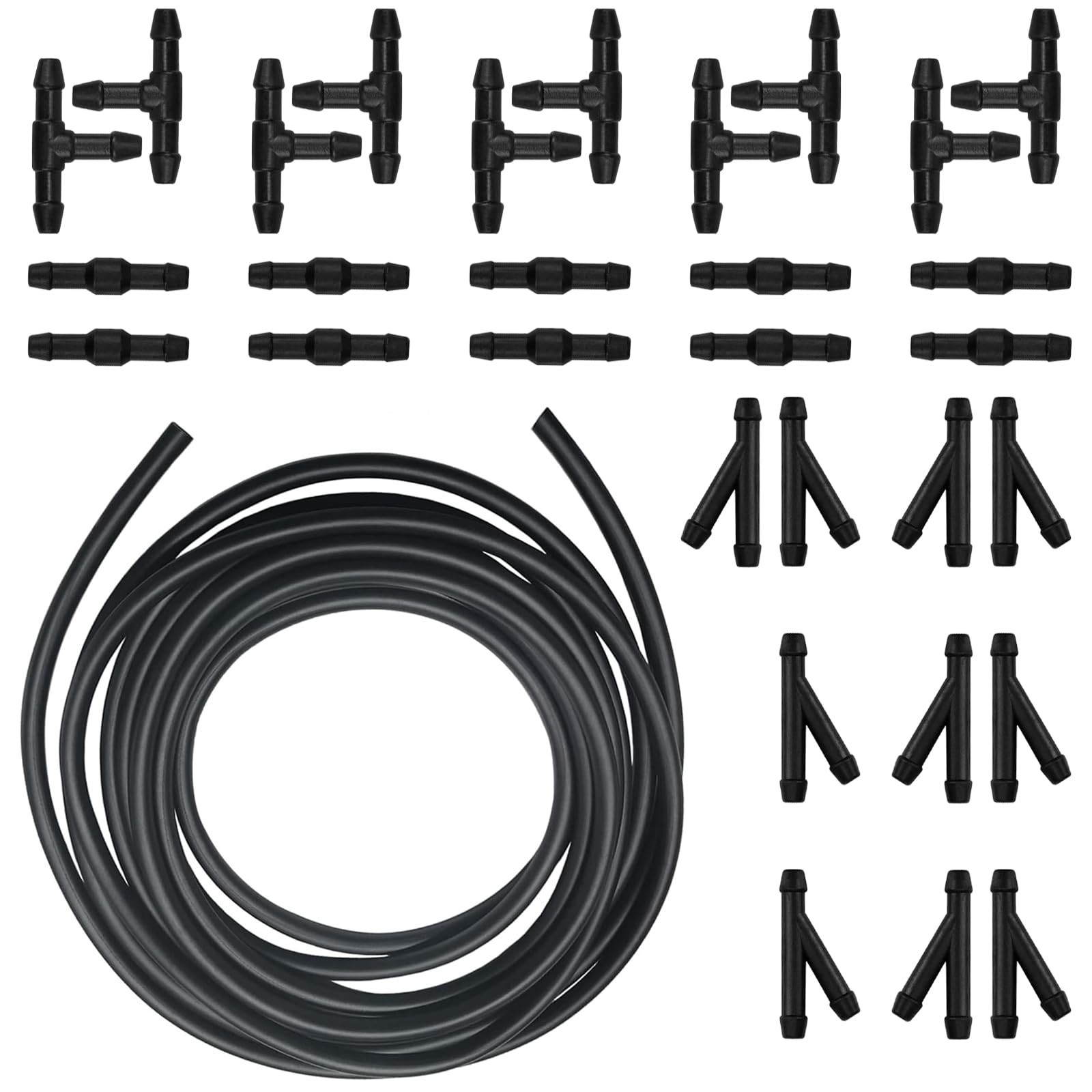 Dogary 30 PCS Car Windshield Washer Hose Kit, T-type I-type Y-type Black