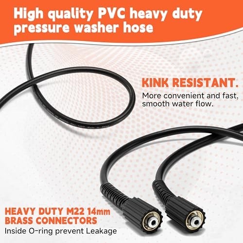 Pressure Washer Gun and Hose Kit 50 FT 3600 PSI M22 Fitting with Wand Extension