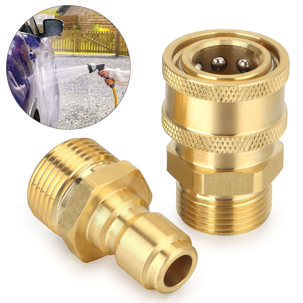 3/8″ M22 Brass Pressure Washer Quick Release Connect Fitting Coupling Adapter US