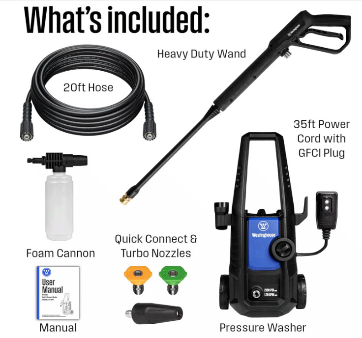 Westinghouse ePX3050 Pressure Washer 2100 PSI 1.76 GPM Foam Cannon Turbo
