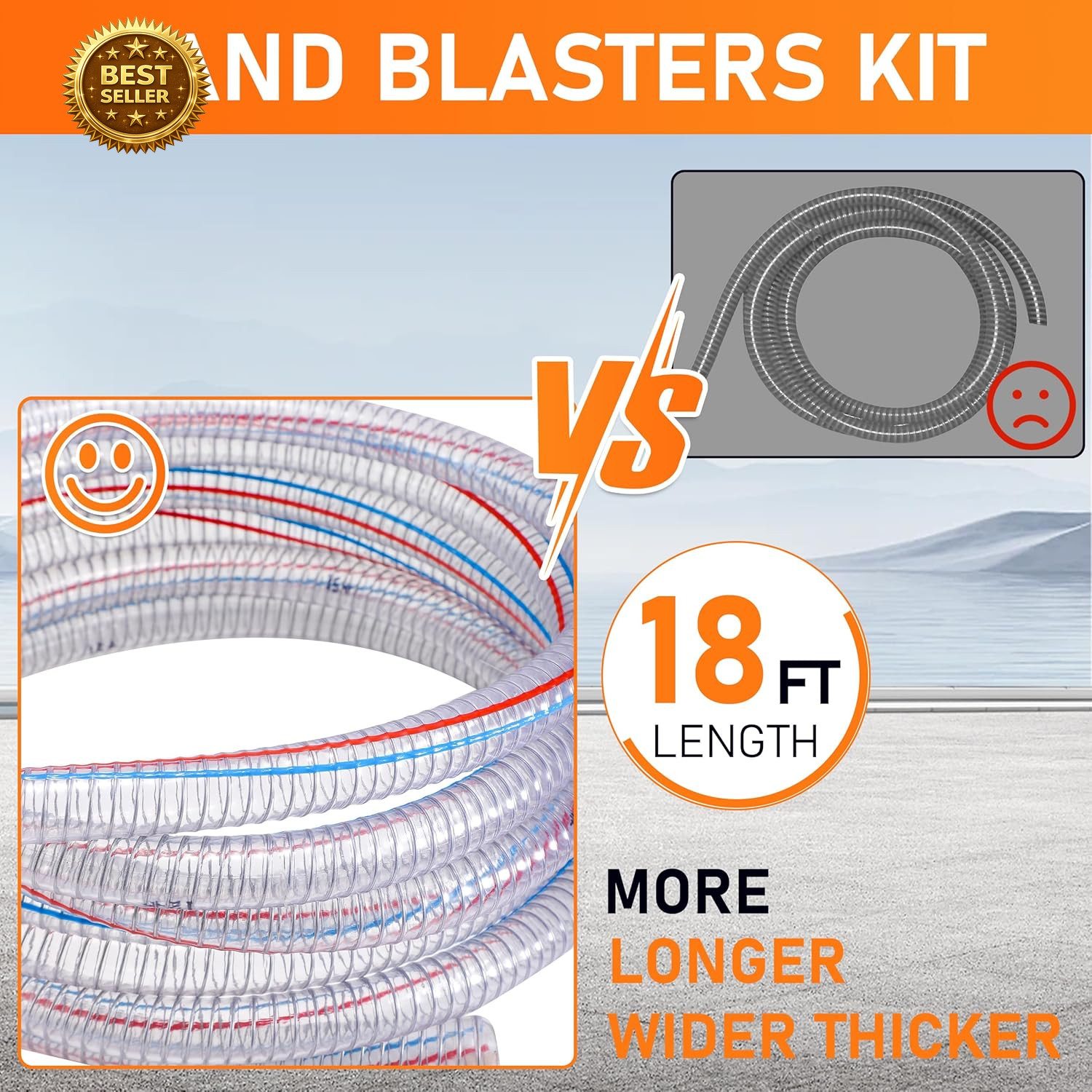 Pressure Washer Sandblasting Kit 5000PSI 8GPM Dustless Wet 1/4 Connect