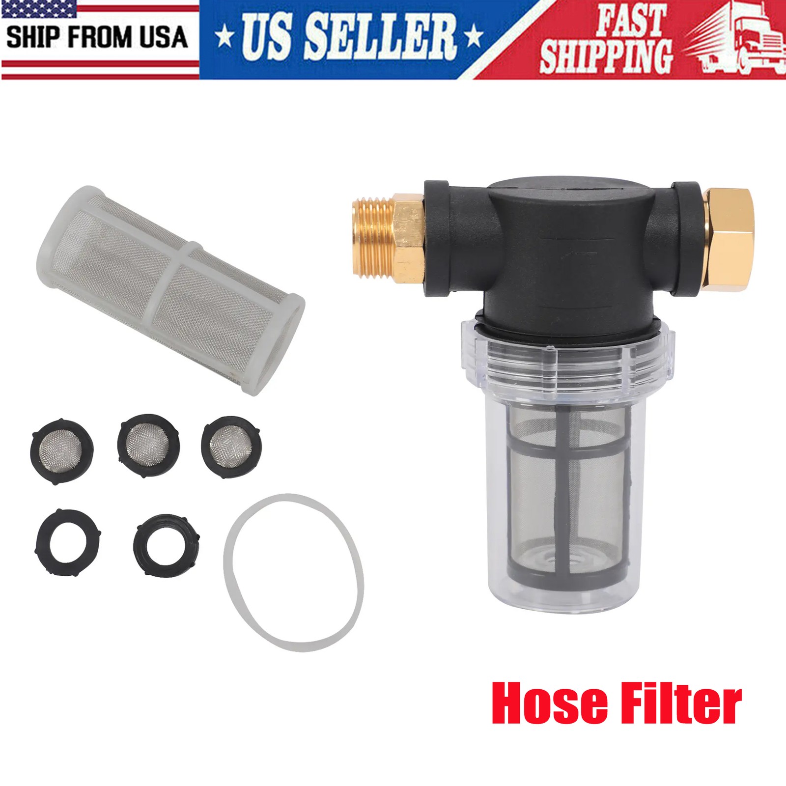1x Garden Hose Inlet Filter Inline Water Pressure Washer Sediment Washing Set