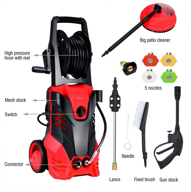 3000PSI Electric High Pressure Power Washer Water w/5Nozzle & pressure Hose Reel