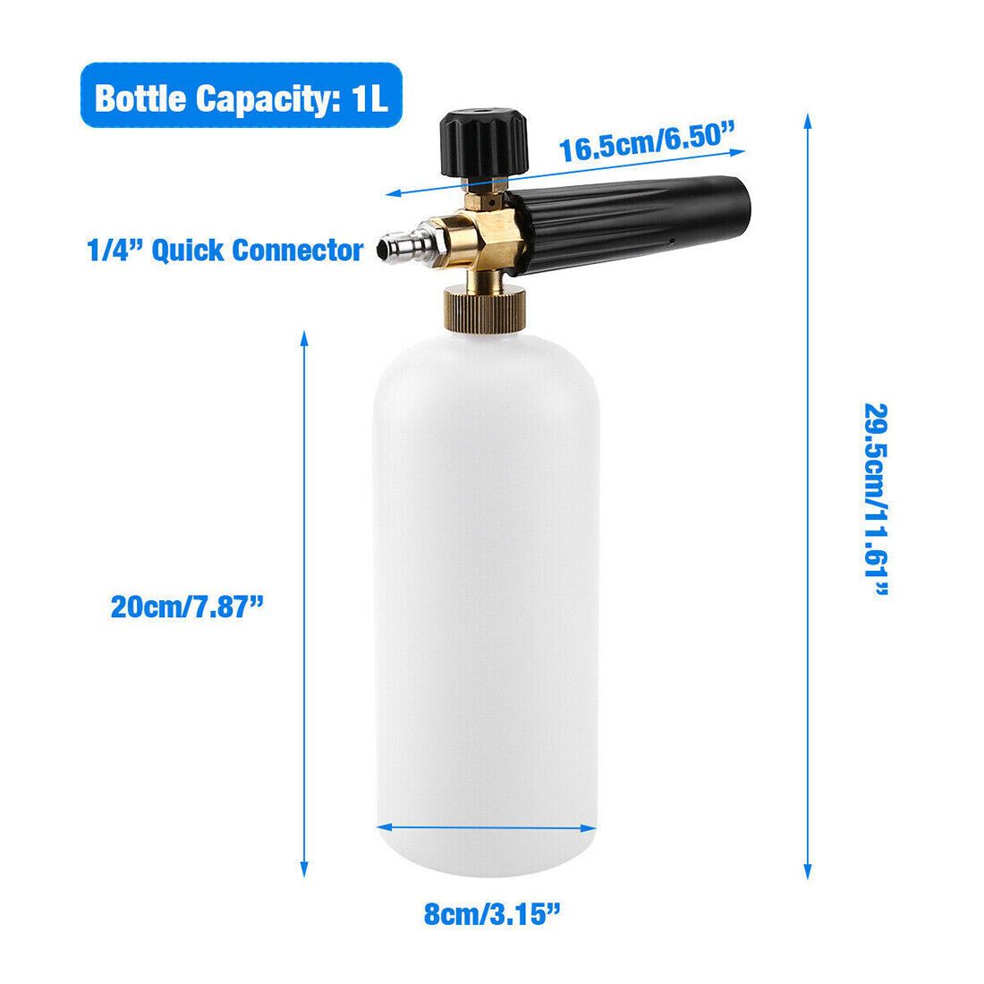 1/4″ Snow Foam Pressure Washer Gun Car Wash Soap Lance Cannon Spray Jet Bottle