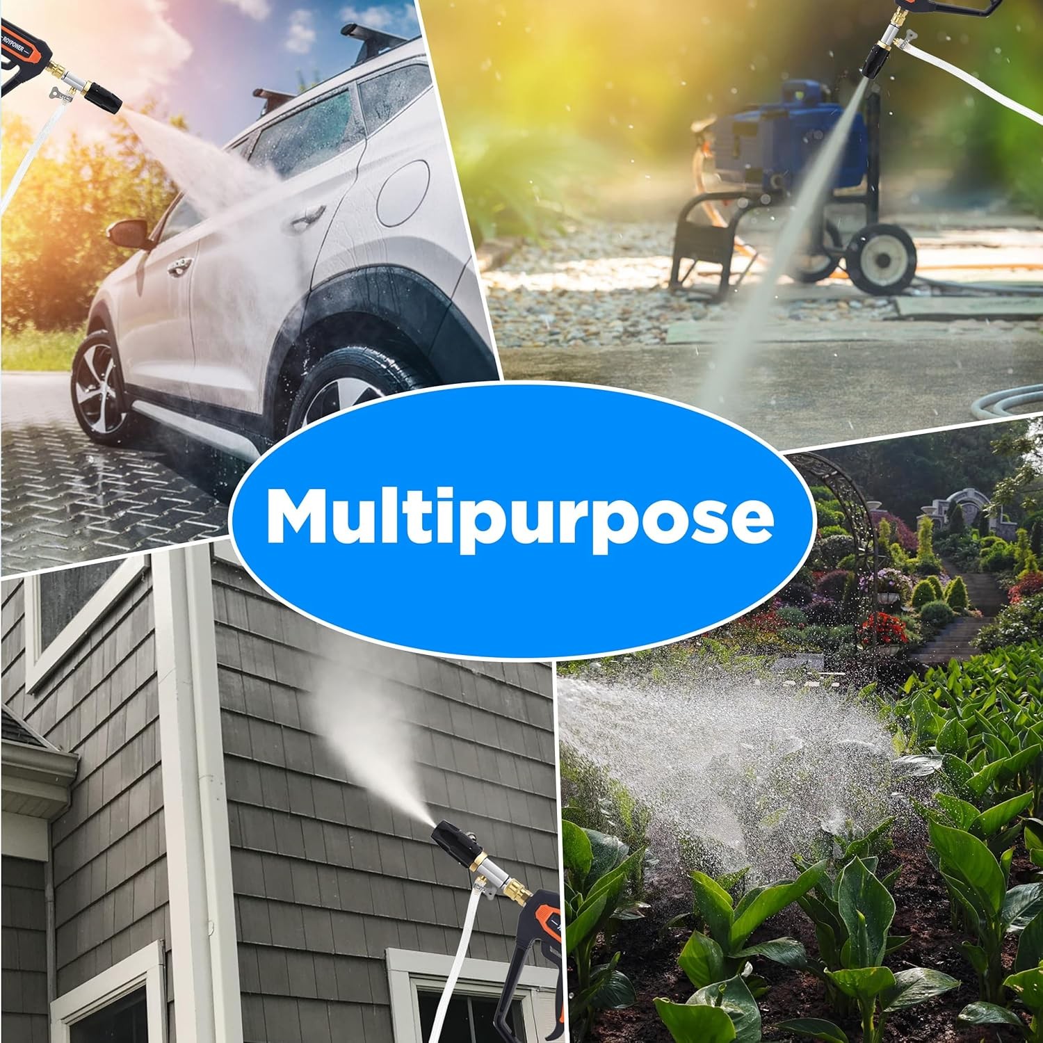 Adjustable Pressure Washer Long Range Nozzle 4-4.5 GPM with 45 FT Braid Hose