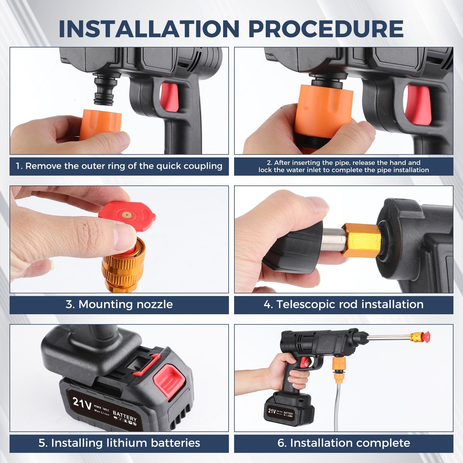 Water Pressure Washer For windows fences Portable 1.2mpa/145PSI 70 dB Cordless