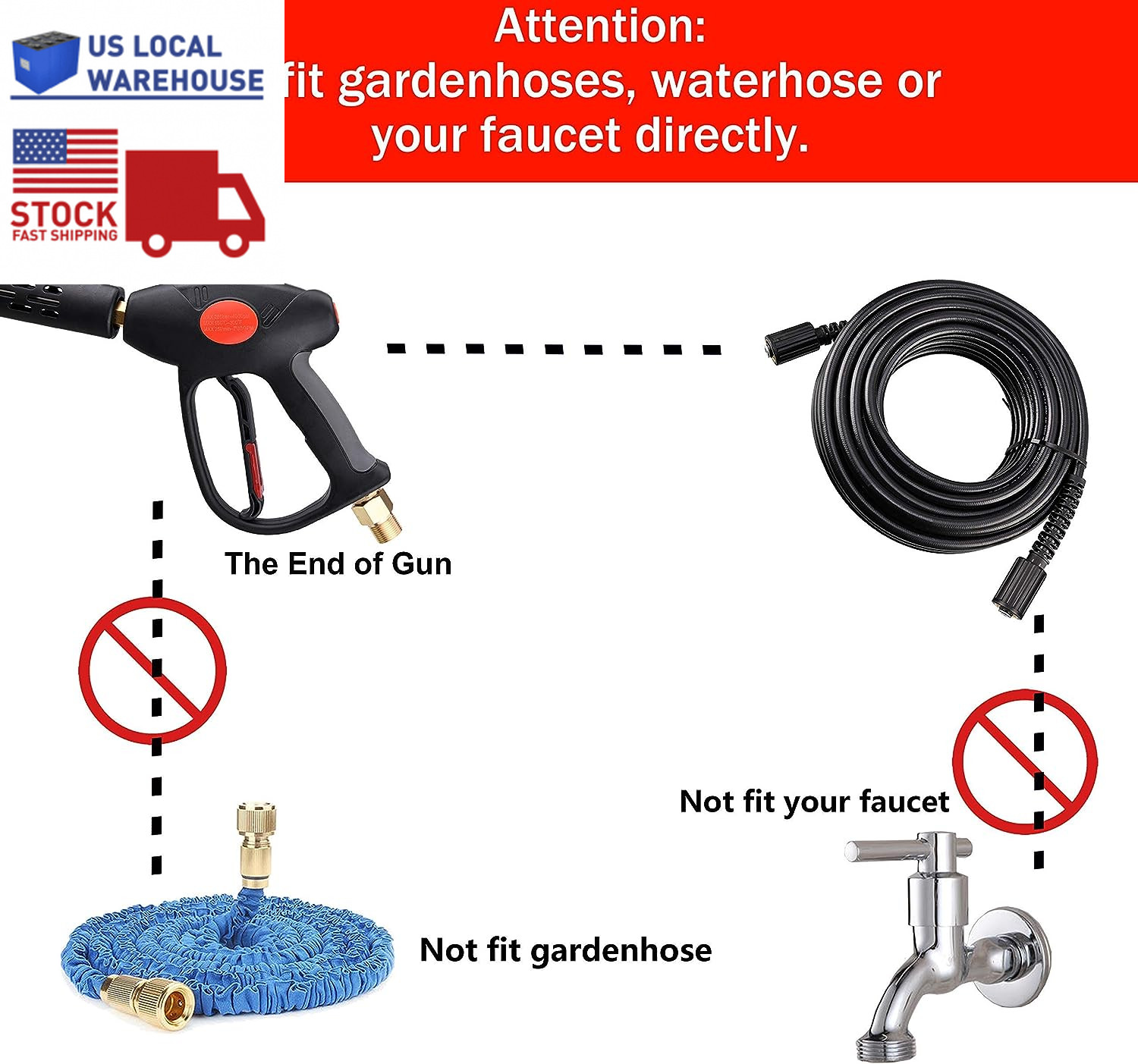 Modular Replacement Pressure Washer Gun with Extension Wand – 4000 PSI, 40 Inch