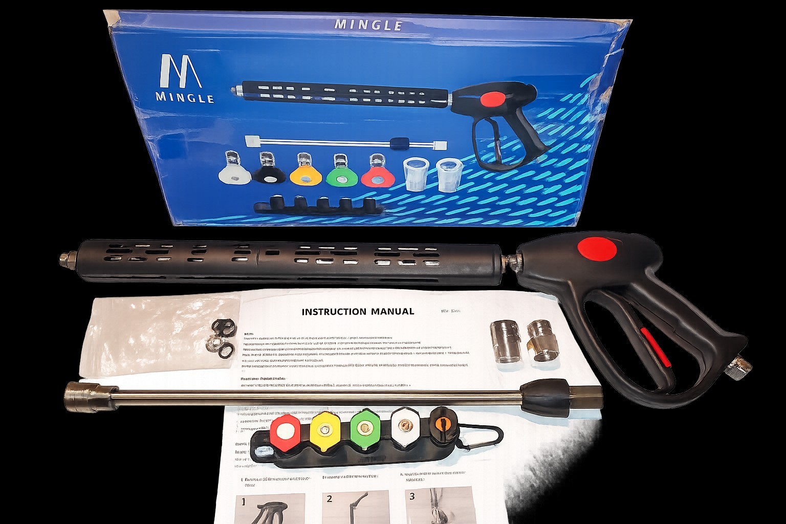 Pressure Washer Gun 40″ Wand M22 14mm/15mm 4000 PSI 5 Nozzle Tips Kit