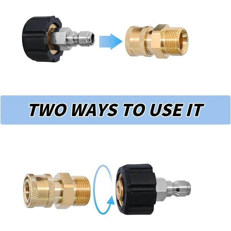 Pressure Washer Adapter Set Swivel M22 14mm to 1/4 Quick Connect Hoses