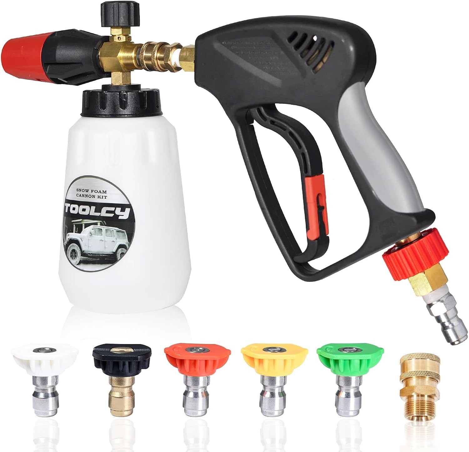 Pressure Washer Foam Cannon Kit 5000 PSI Industrial Grade Gun 5 Nozzles