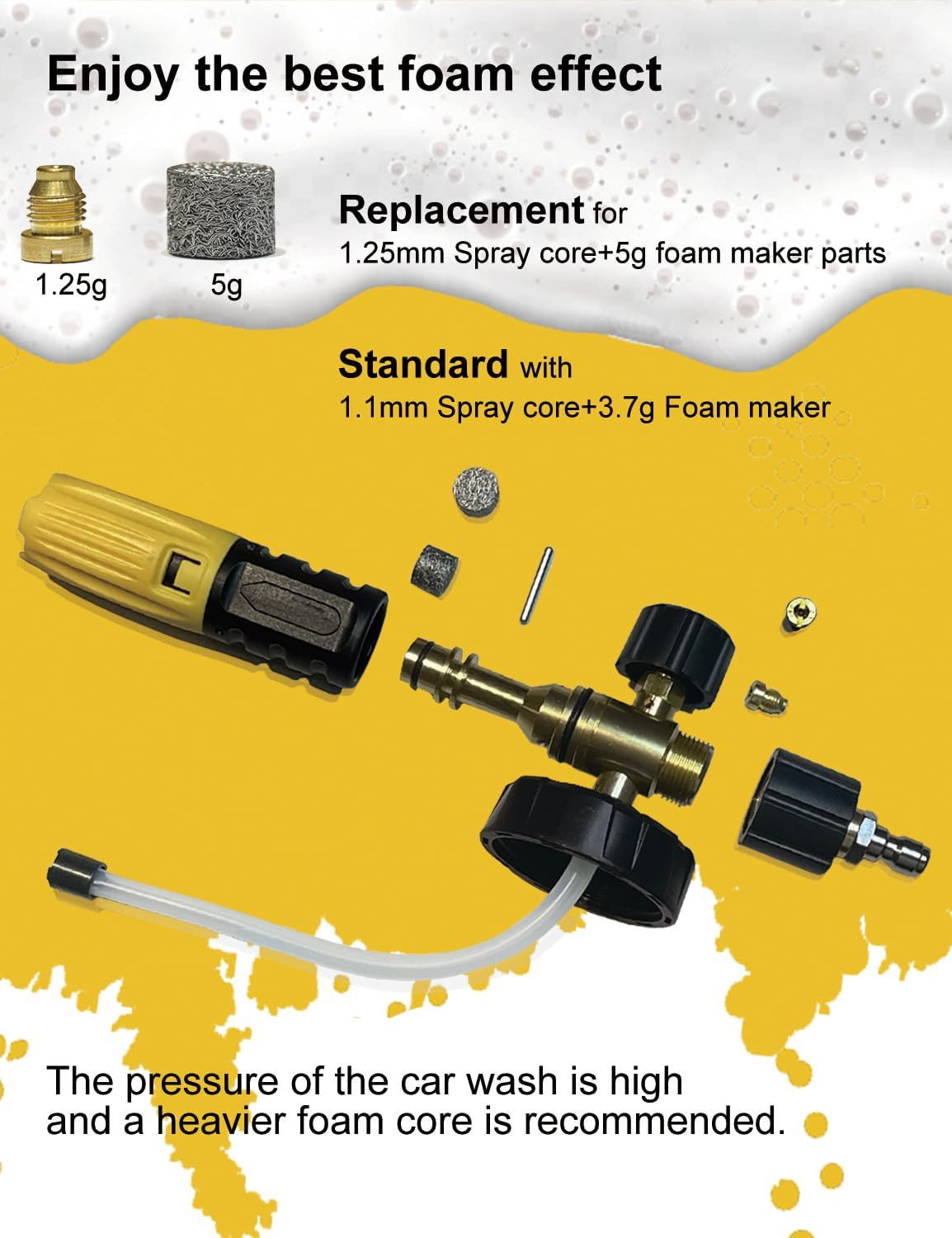 Foam Cannon with Pressure Washer Tips and Nozzle Holder, 4000PSI Car Soap Dispen