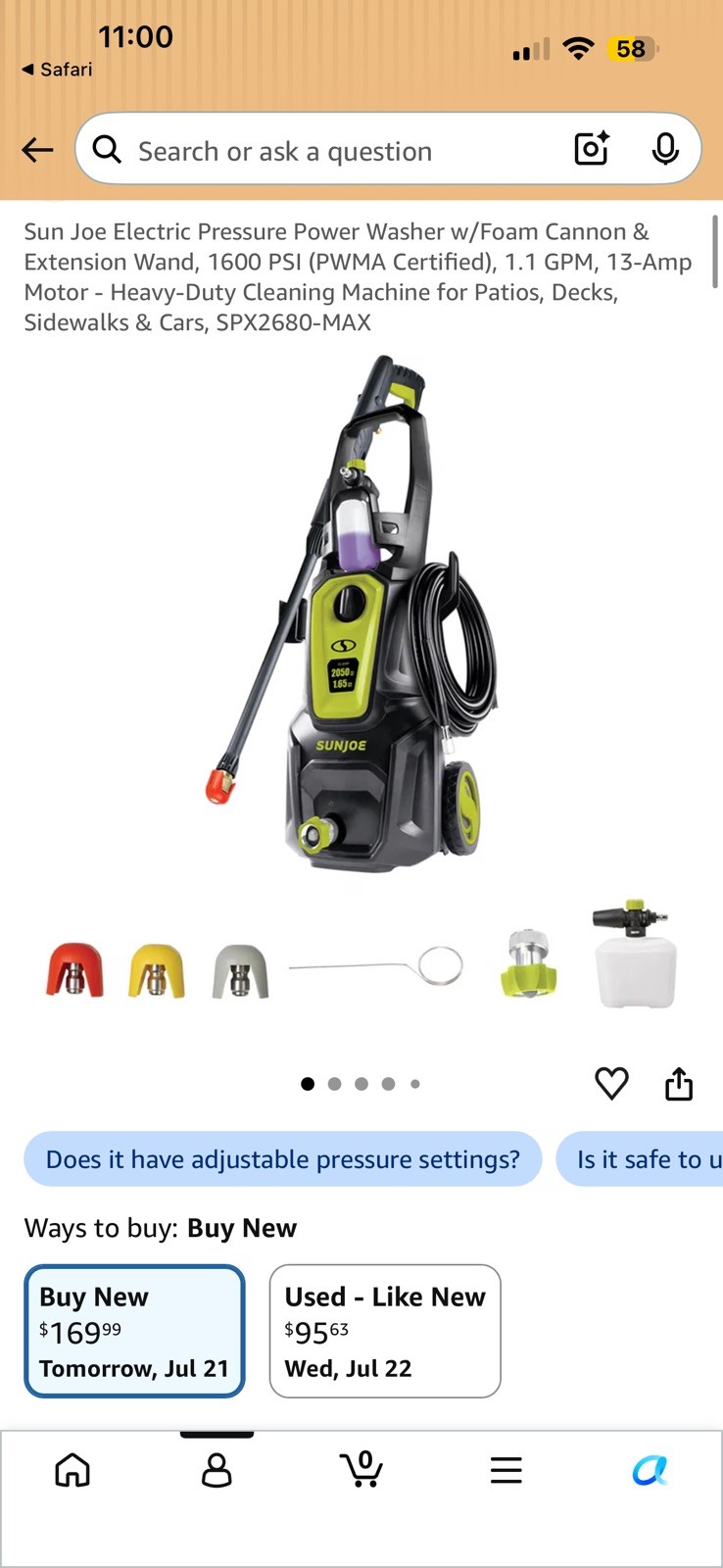 SunJoe ElectricPressureWasher w/ FoamCannon SPX-2680 New Open Box w/out nozzles