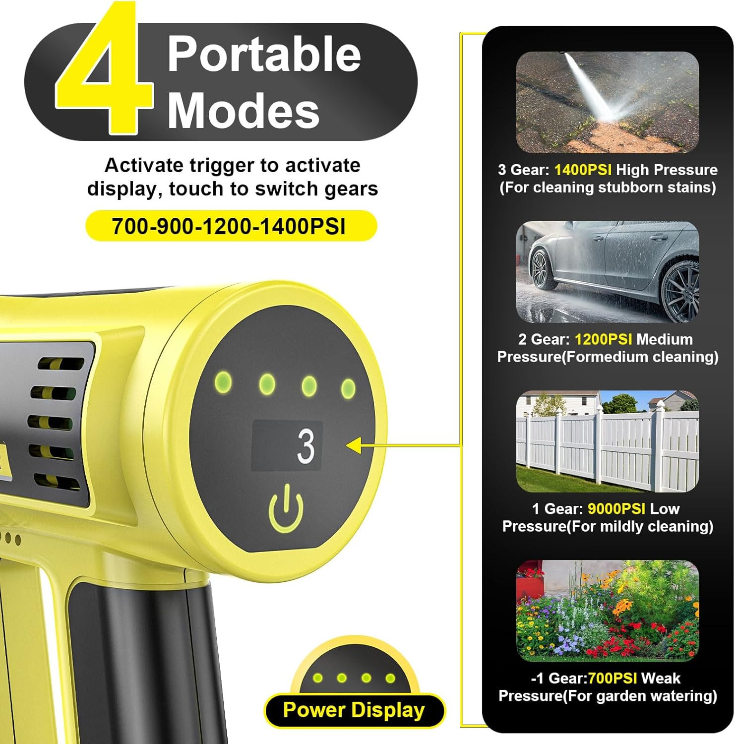 Cordless Portable Washer, Brushless Motor, 4 Speed Modes, 6-In-1 Swivel Nozzle,