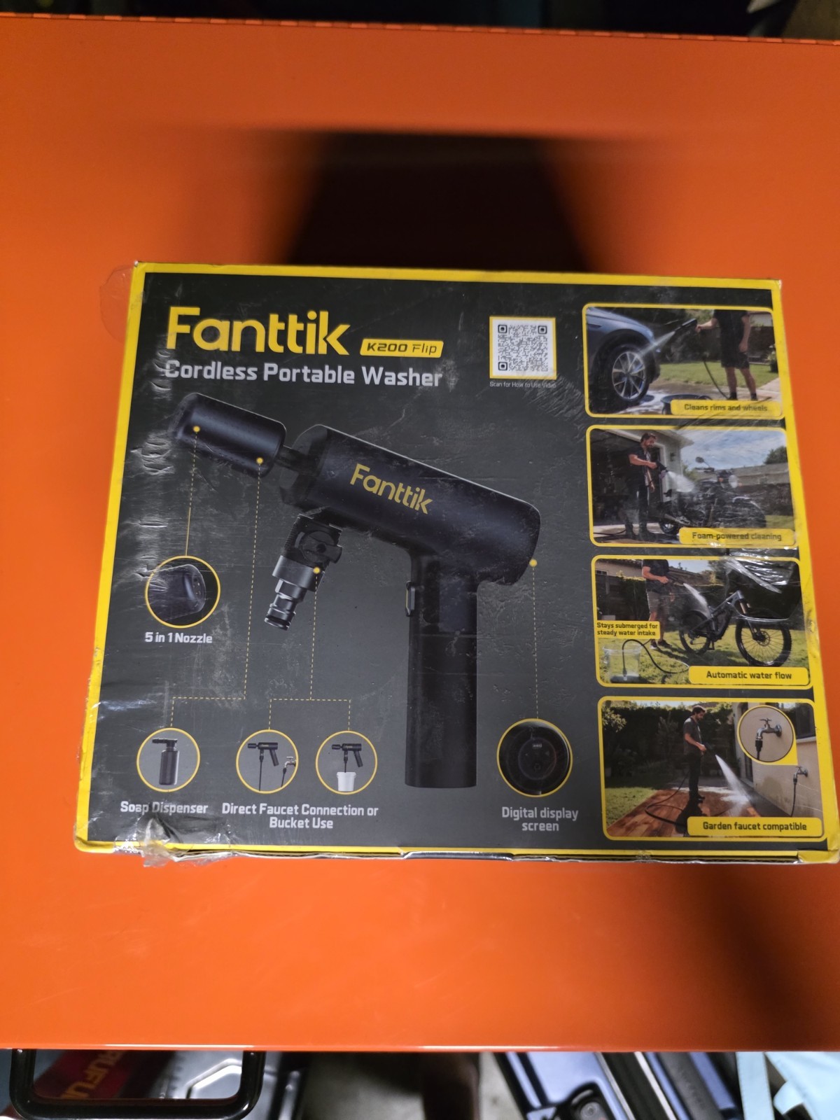 Fanttik K200 Flip Cordless Pressure Washer, Digital Display, 5-in-1 Nozzle