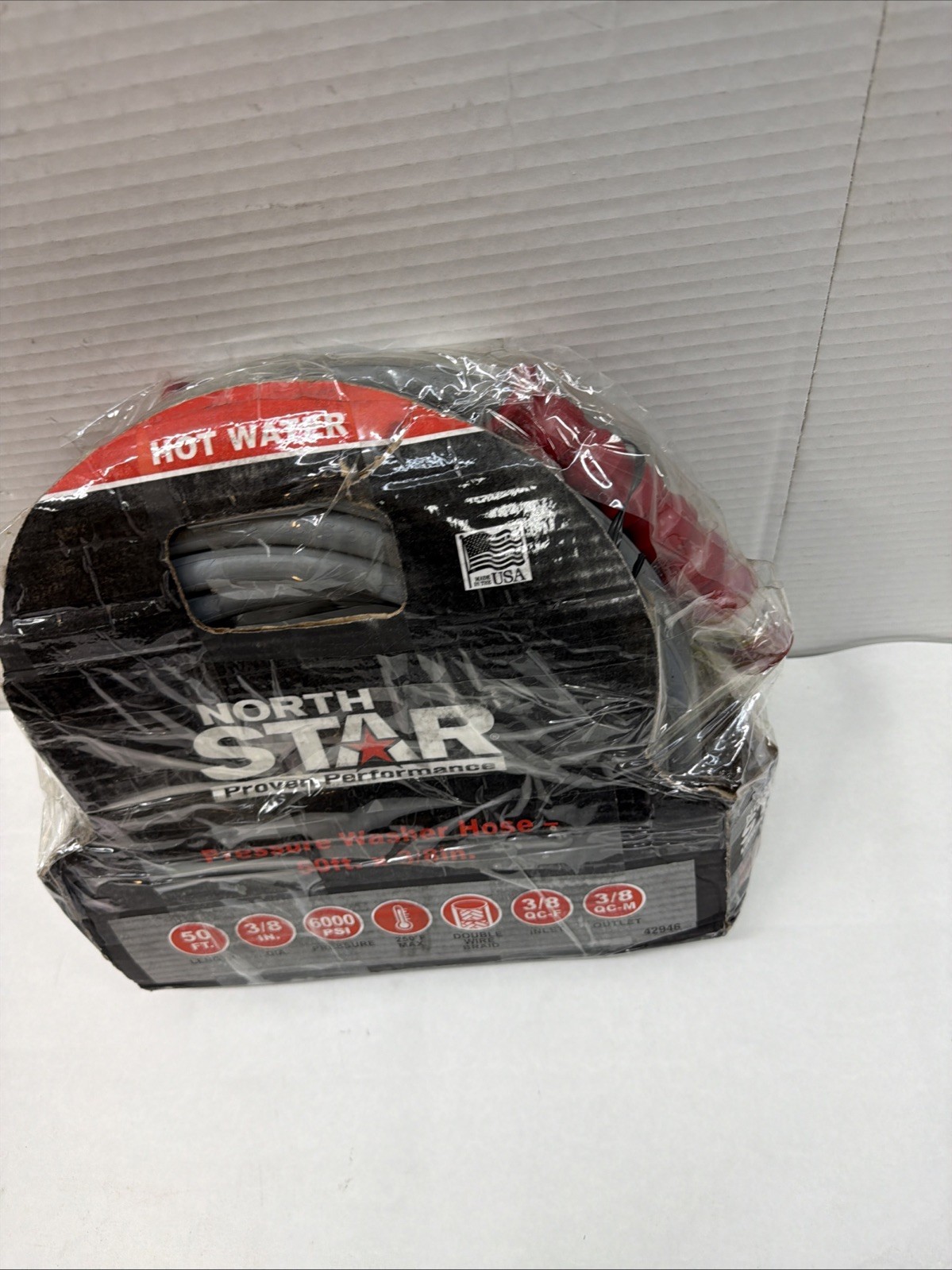 NorthStar Hot Water Nonmarking Pressure Washer Hose, 6000 PSI, 50ft. x 3/8in.