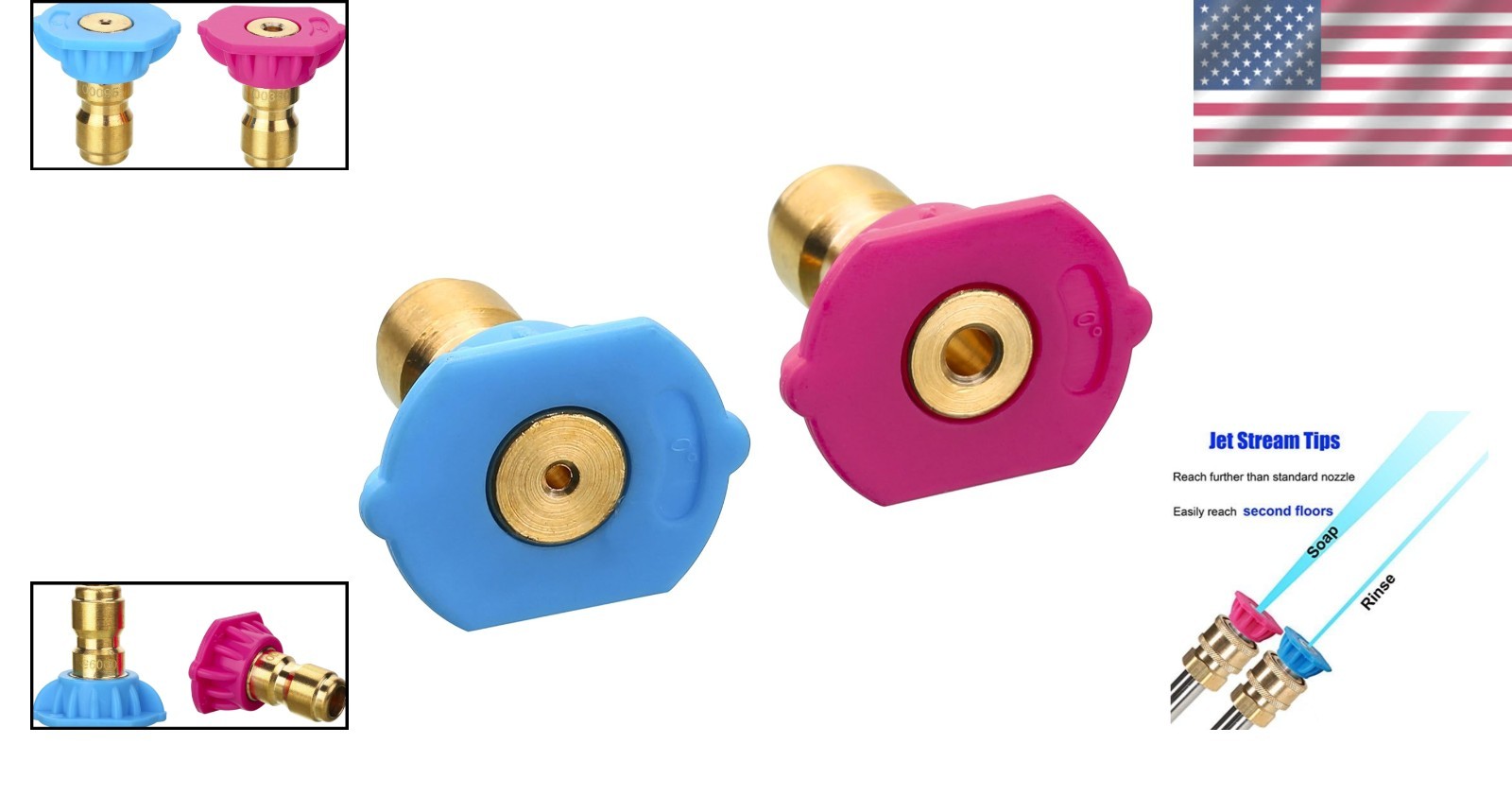 2-Pack Durable Quick-Connect Nozzle Tips – 4000 PSI Brass Power Washer Accessory