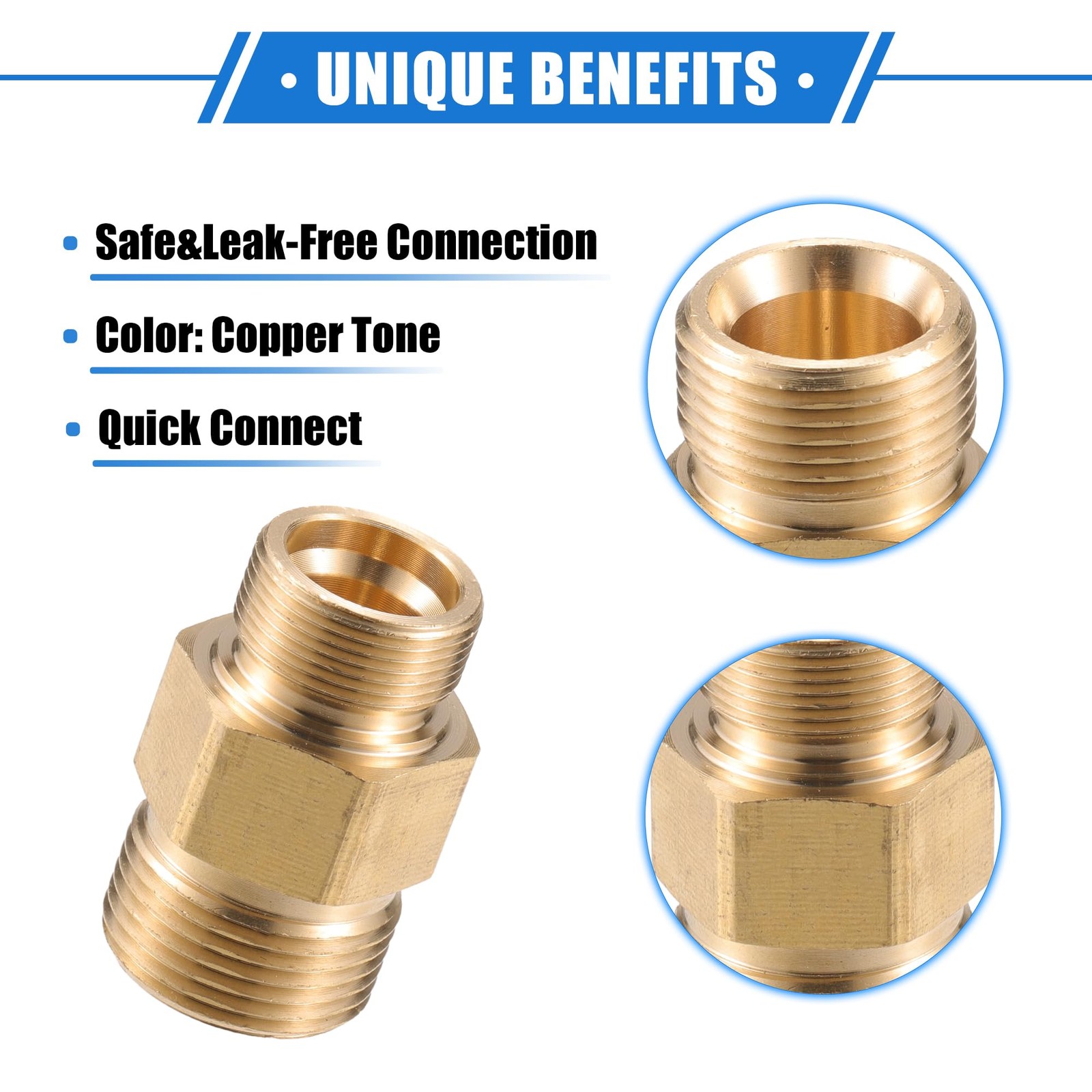Pressure Washer Connector, M18x1 to M22x1.5 Male Adapter Brass Screw Hose Con…