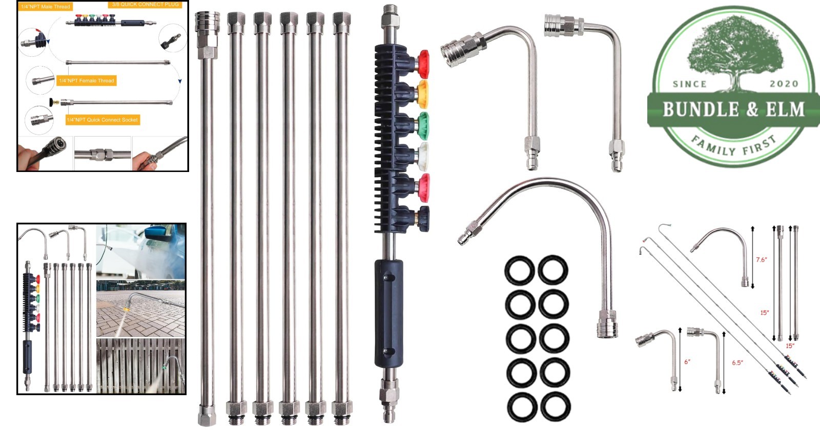 Durable Pressure Washer Wand Set with 4000 PSI Capability and Various Nozzles