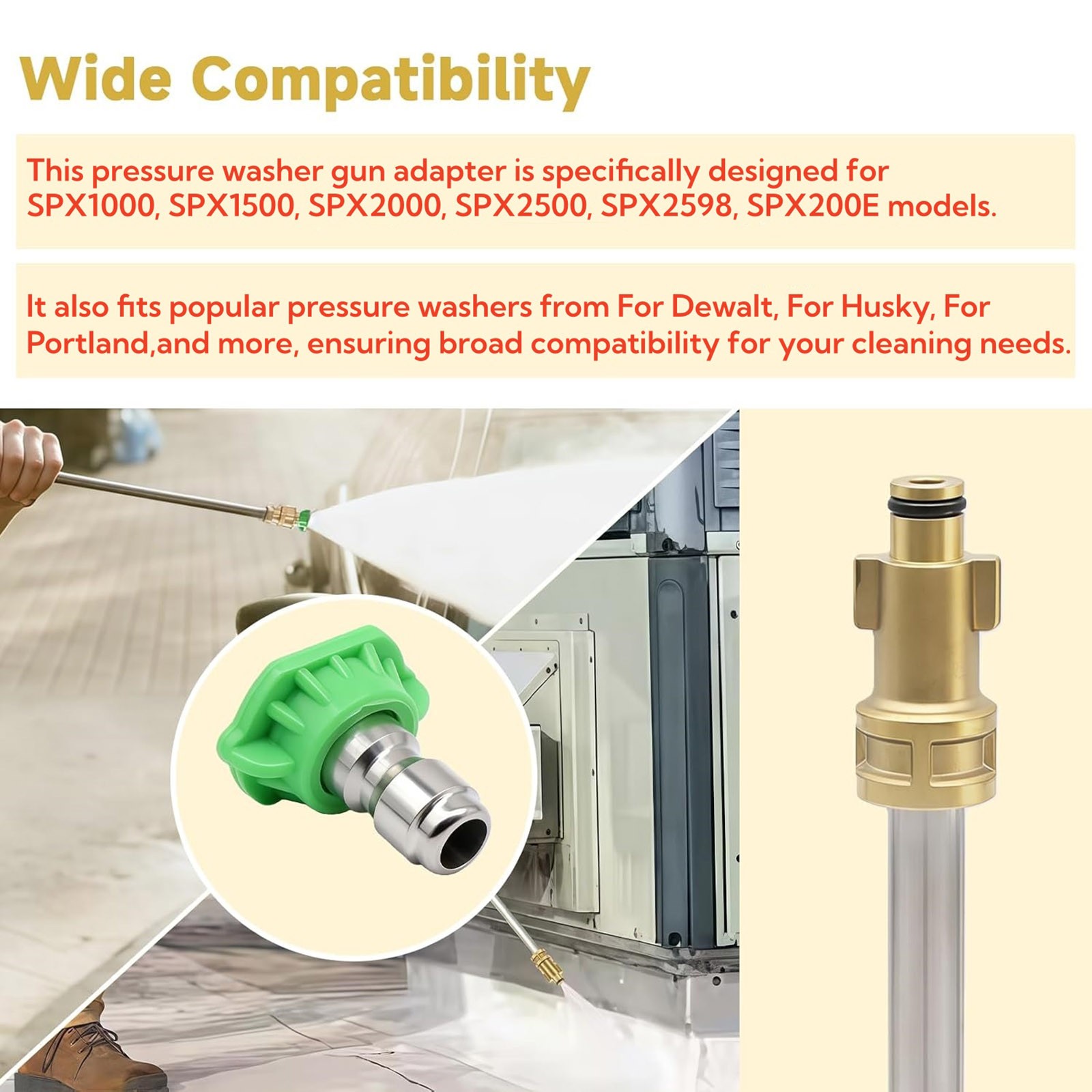For Ryobi Husky Pressure Washer Quick Connect Adapter With 5 Color Coded Tips