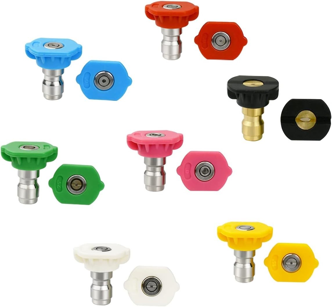 7 Piece Stainless Steel Pressure Washer Nozzle Tips – Easy Quick Installation
