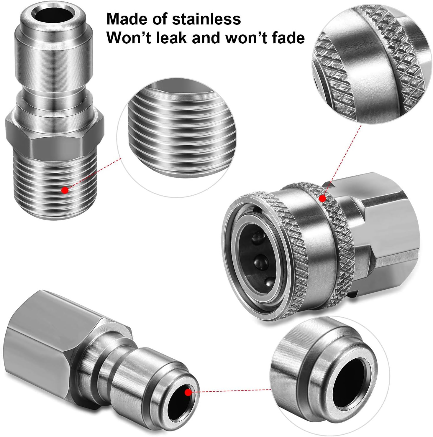 Hotop 4 Pcs 3/8 Inch Npt Pressure Washer Adapter Set, Including 1 Female Coupler