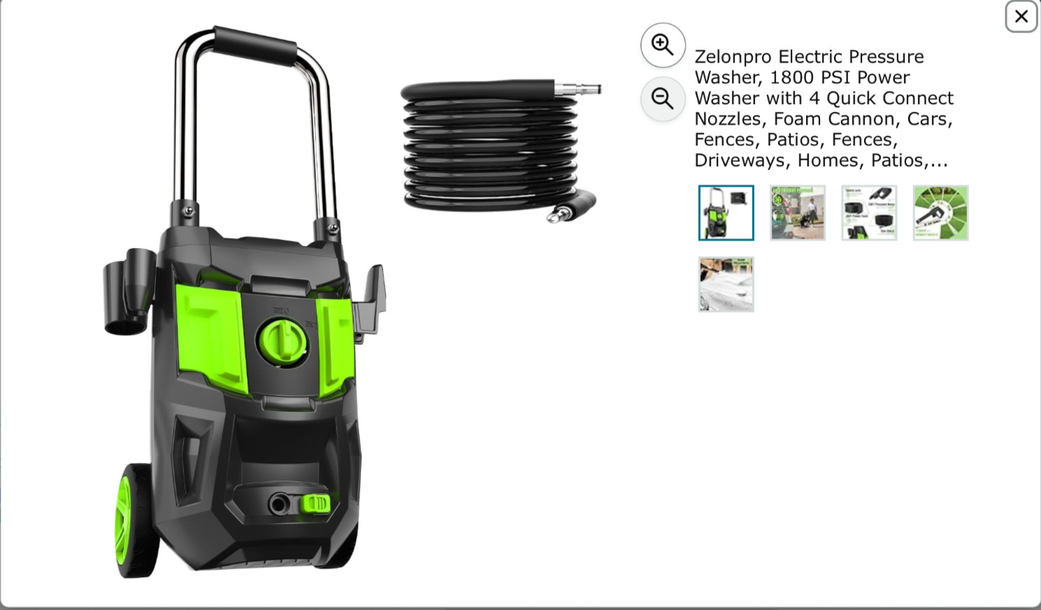 1800 psi home pressure washer-1.2GPM- Zelenpro Yao- Brand New in unopened box