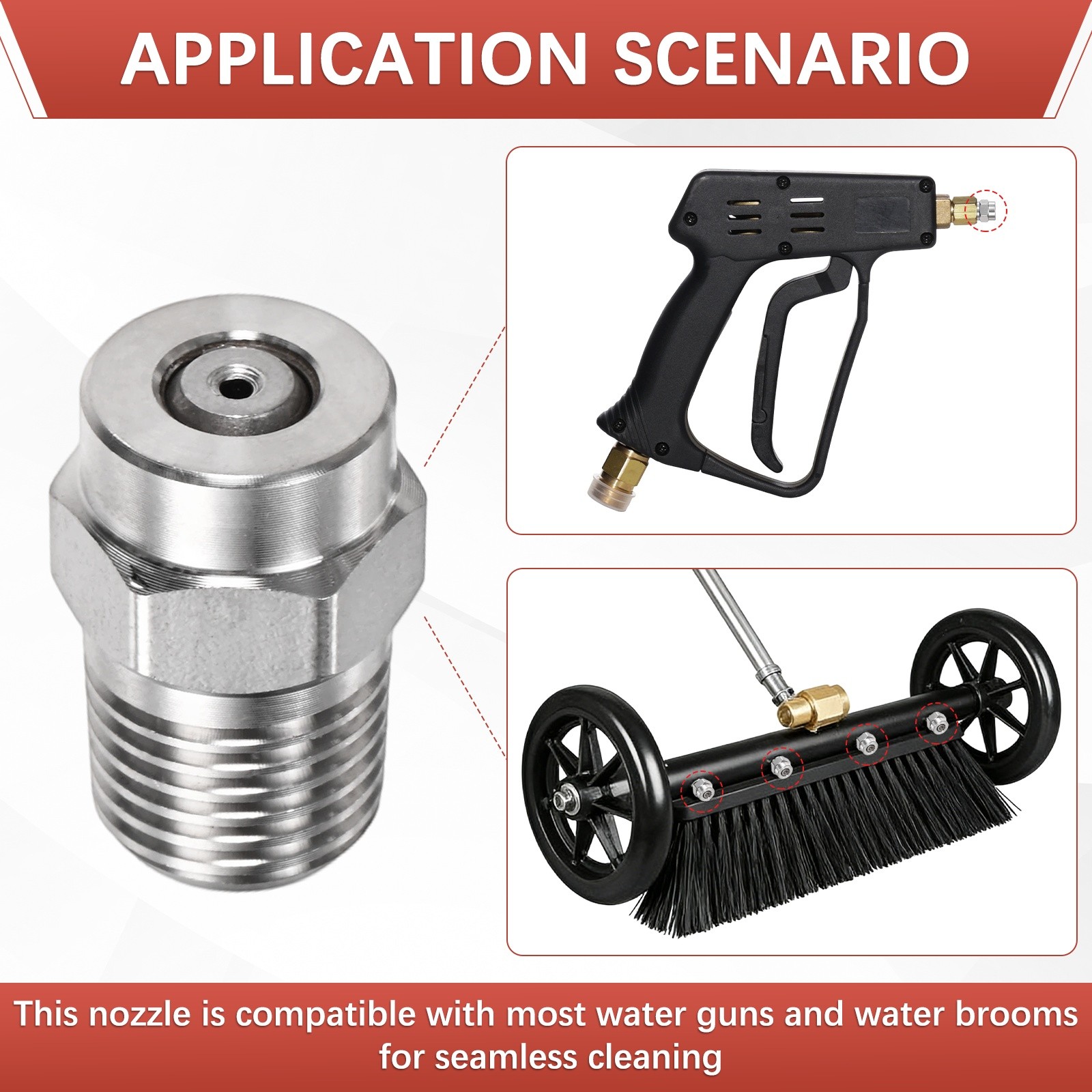 Surface Clean Tip 1/4″ NPT 0° [2PCS] – Pressure Washer Nozzle [1,382MM] for