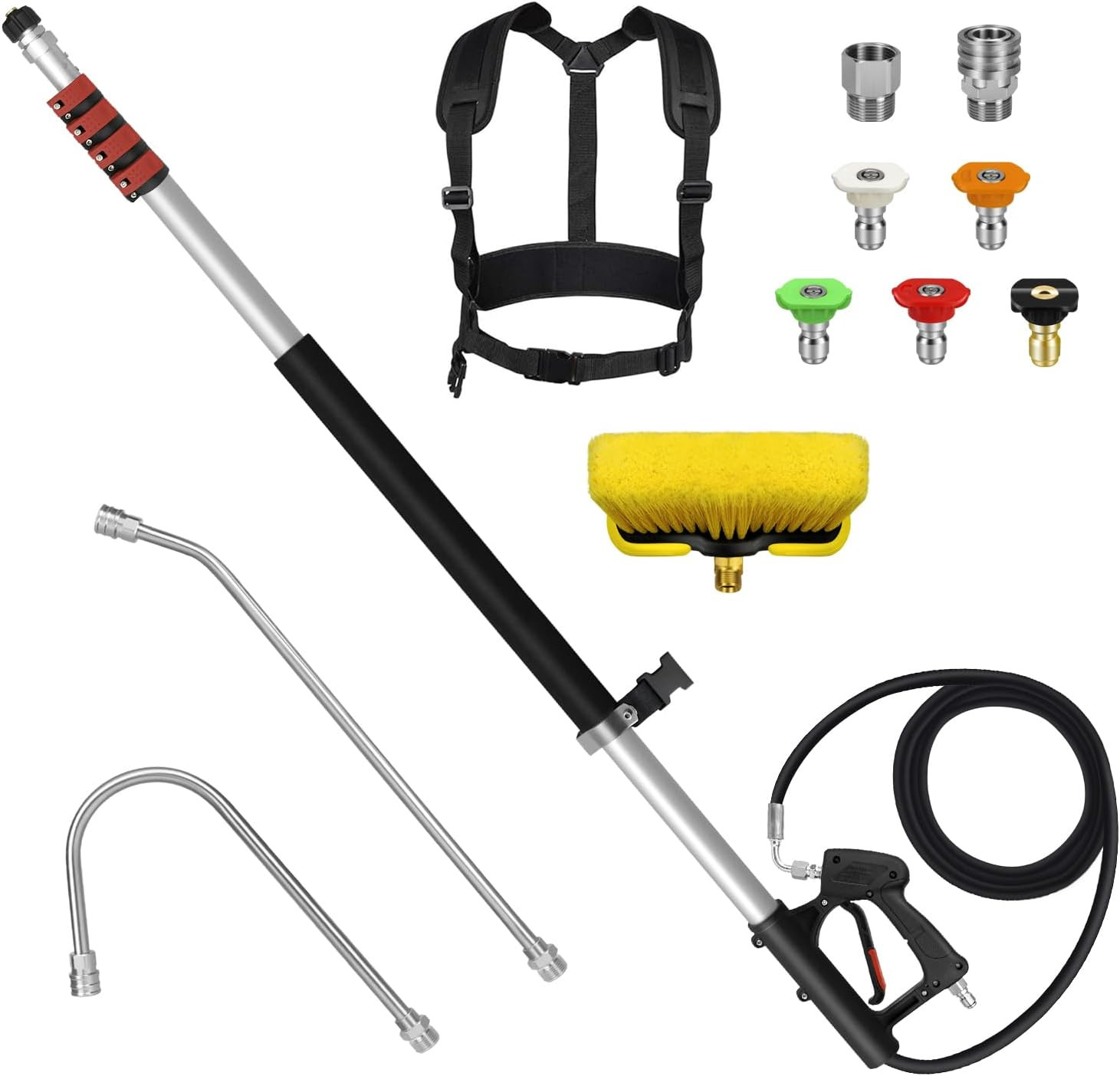 24 FT Pressure Washer Telescoping Wand with 5 Spray Nozzle and 2 Extension Wand