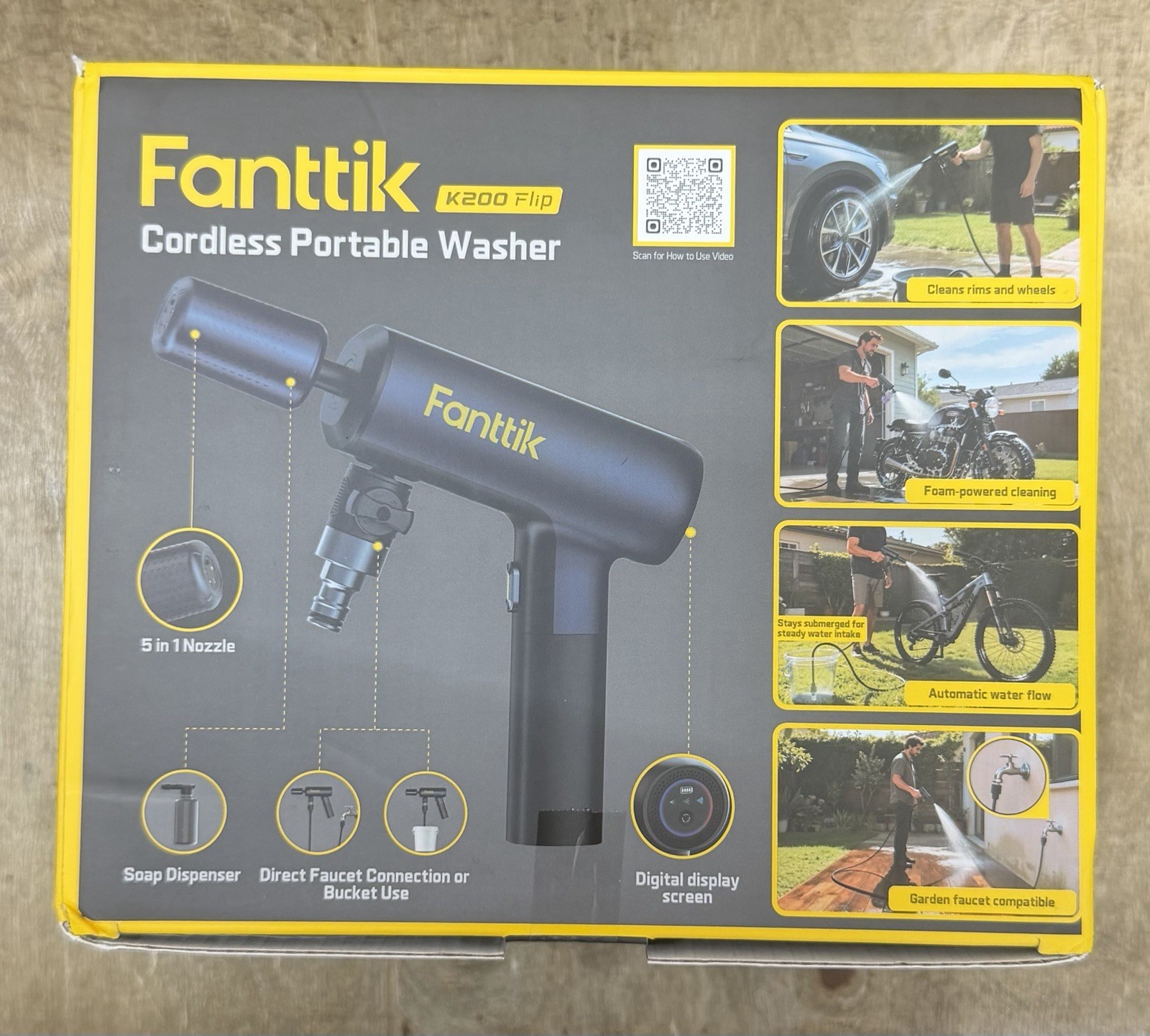 Fanttik K200 Flip Cordless Portable Pressure Washer 5-in-1 Nozzle New Sealed