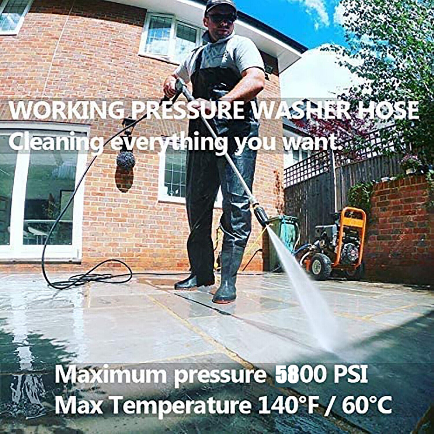 4000PSI High Pressure Spray Gun Power Washer Wand Lance Nozzle Hose Pack