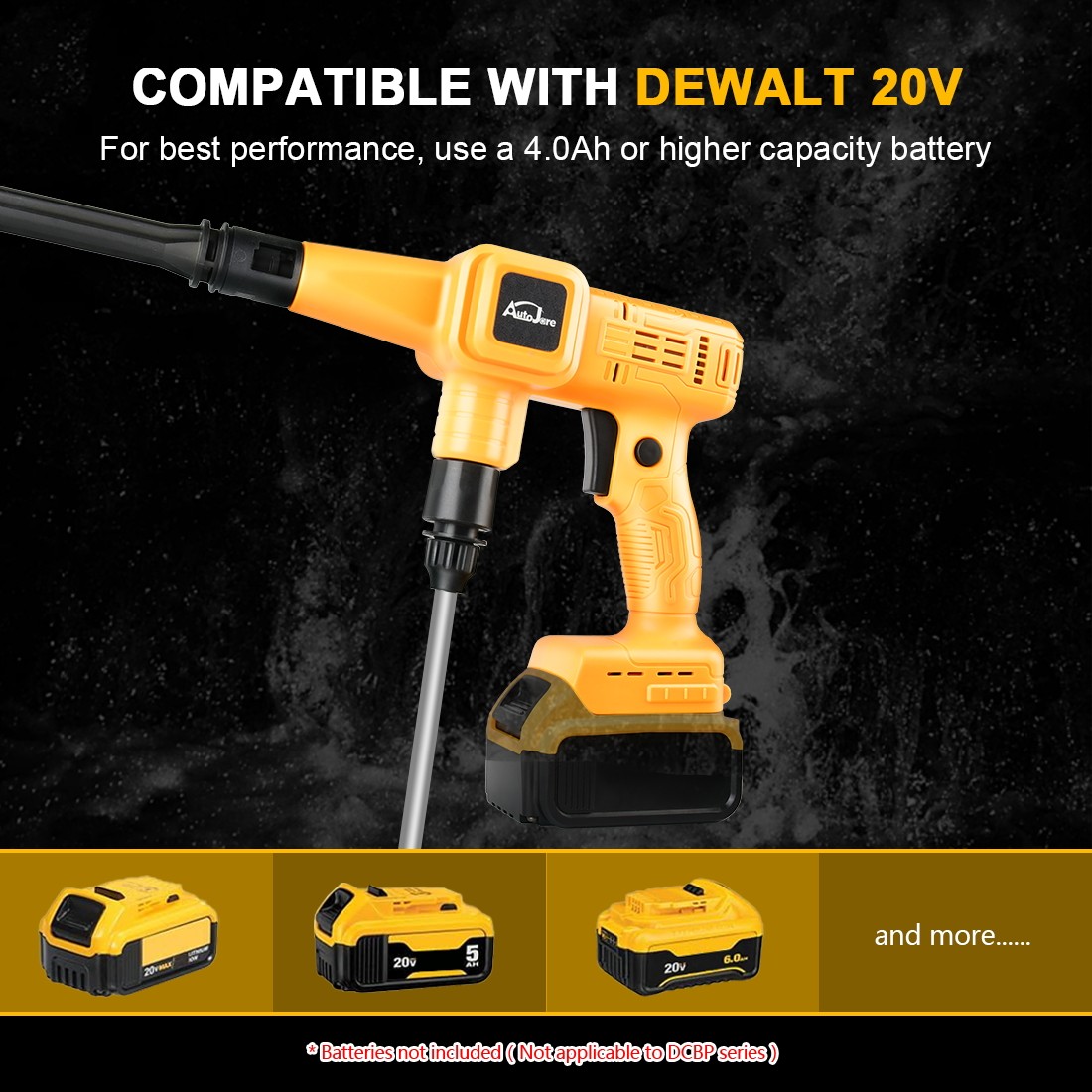 Cordless Pressure Washer for Dewalt 20V Battery 880 PSI Portable Handheld Power