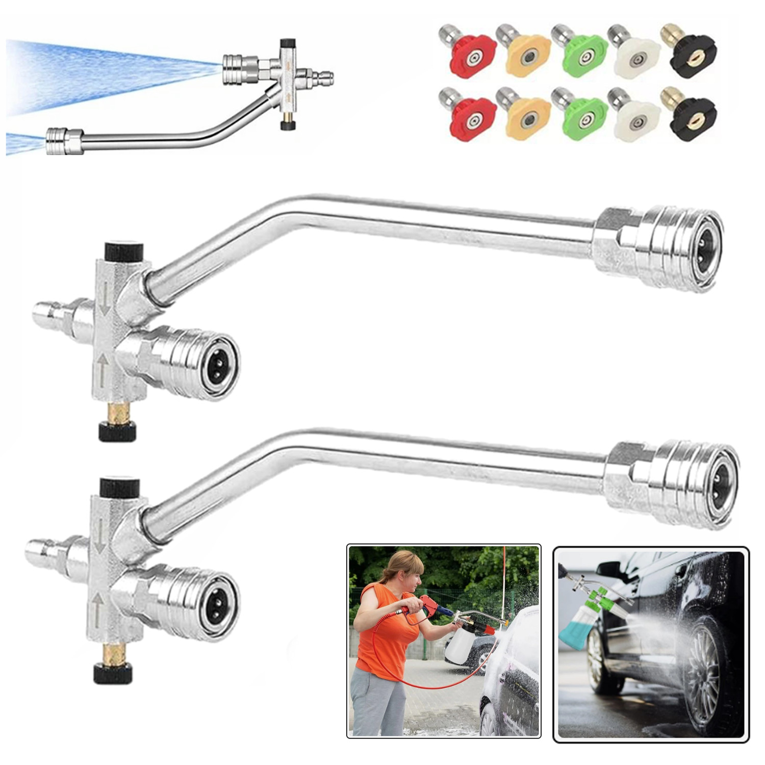 2PCS Foam Cannon Dual Connector Pressure Washer Foam Blaster 1/4″” Lance Nozzle