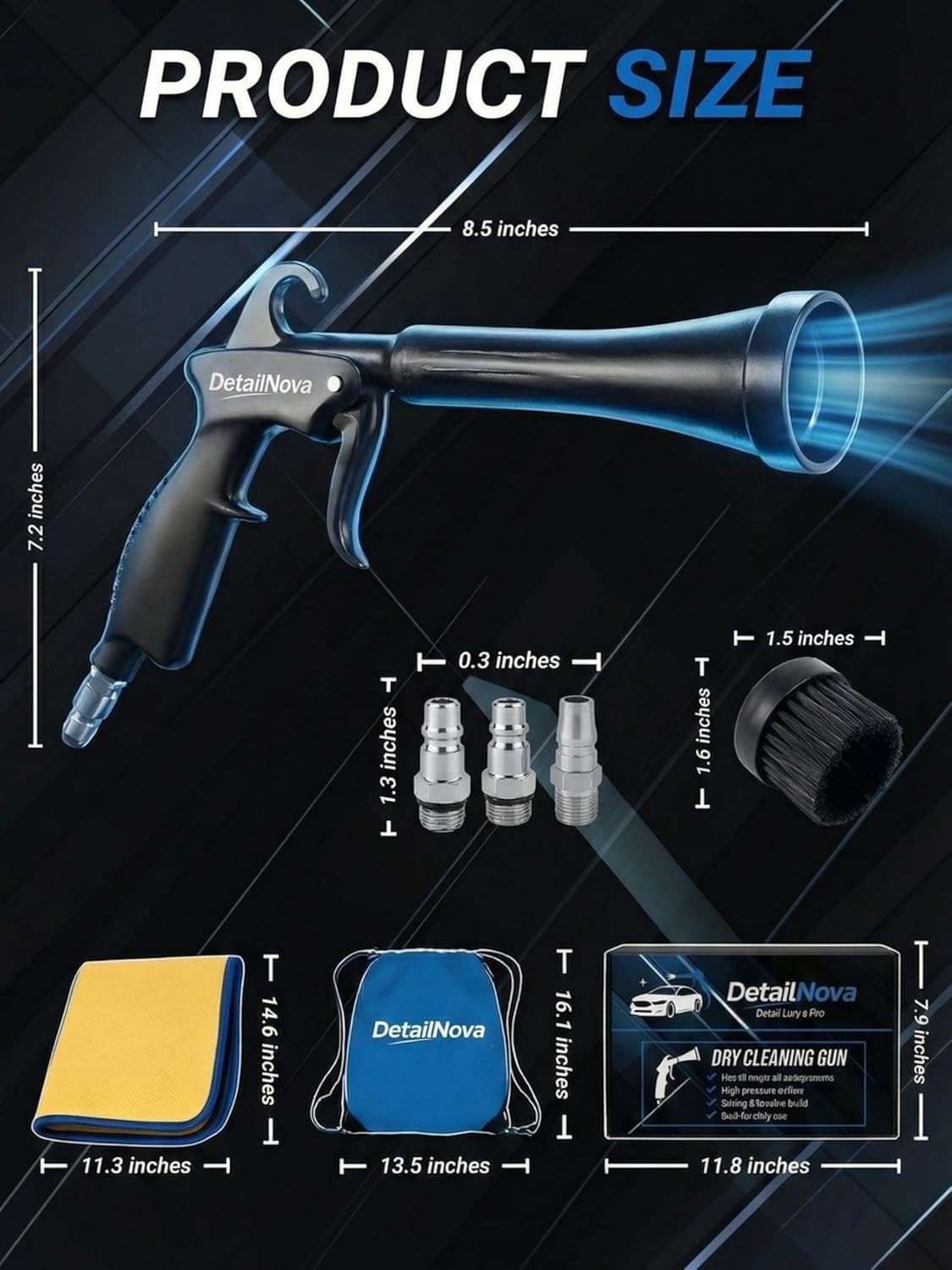 Air Blow Gun Car Detailing Turbo Air Nozzle for Dust Removal with Accessories