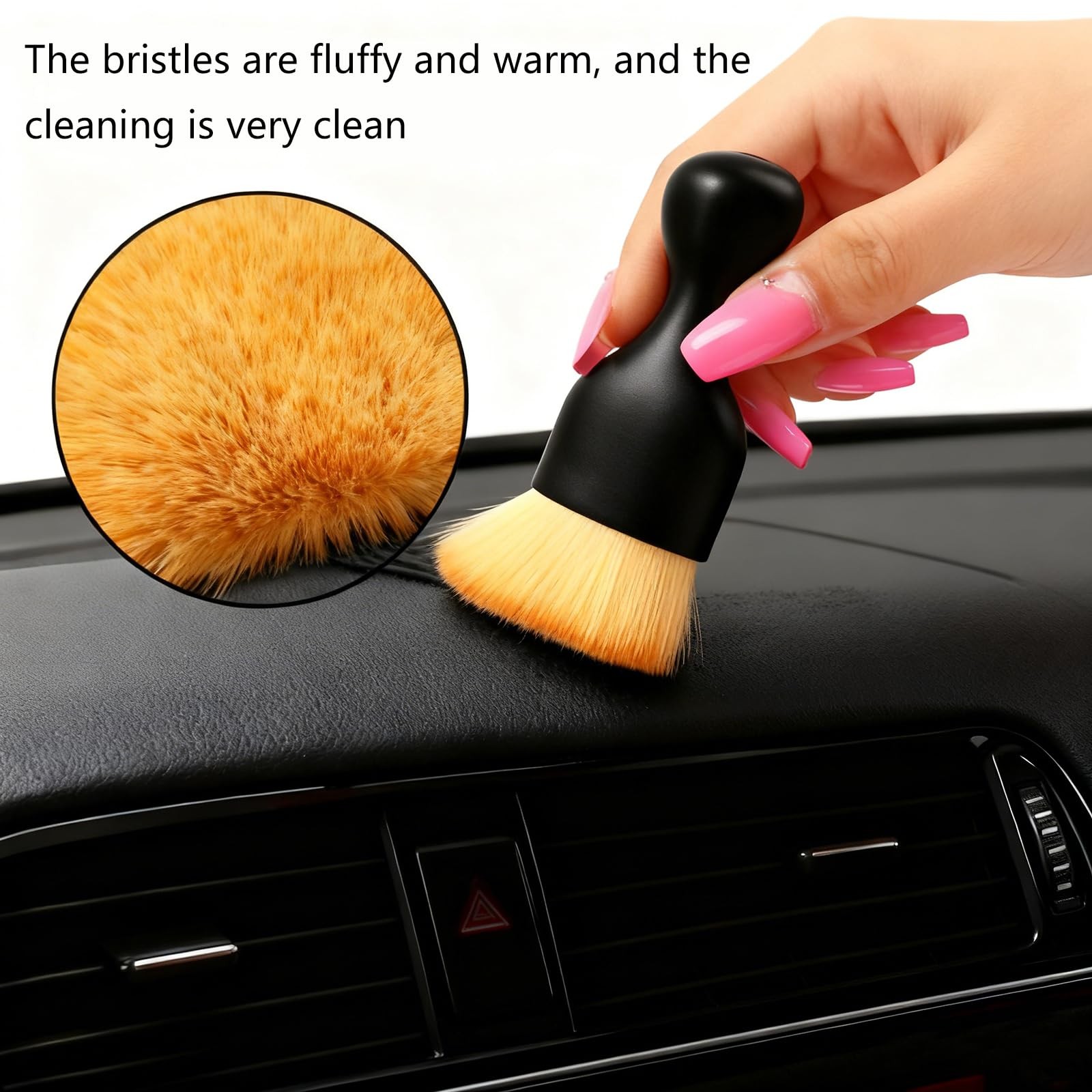 GIYAWA 4 Pcs Car Interior Cleaning Kit Air Vent Dust Brush Set with black