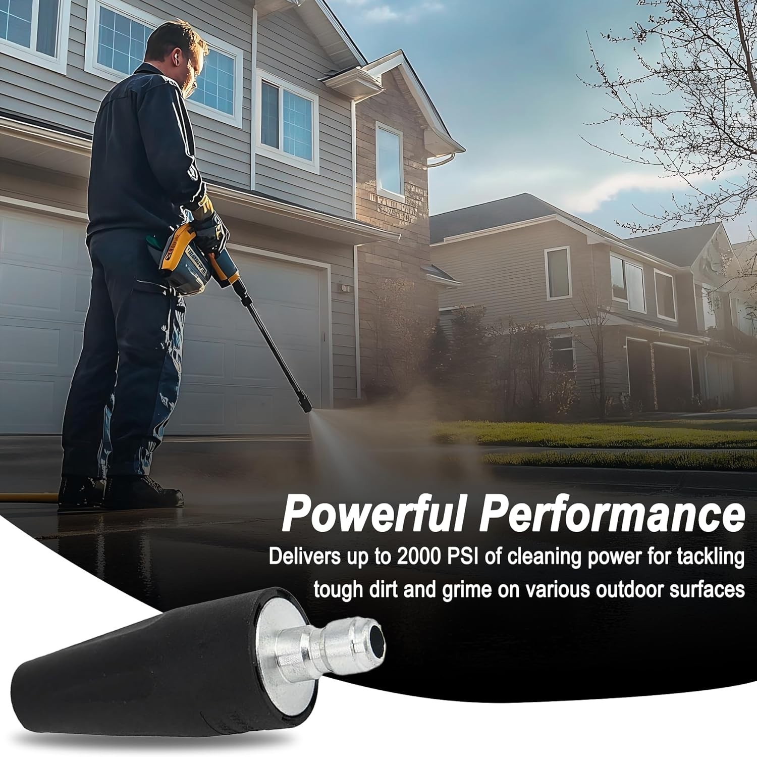 Versatile 2000 PSI Turbo Spray Nozzle for Efficient Cleaning with Greenworks