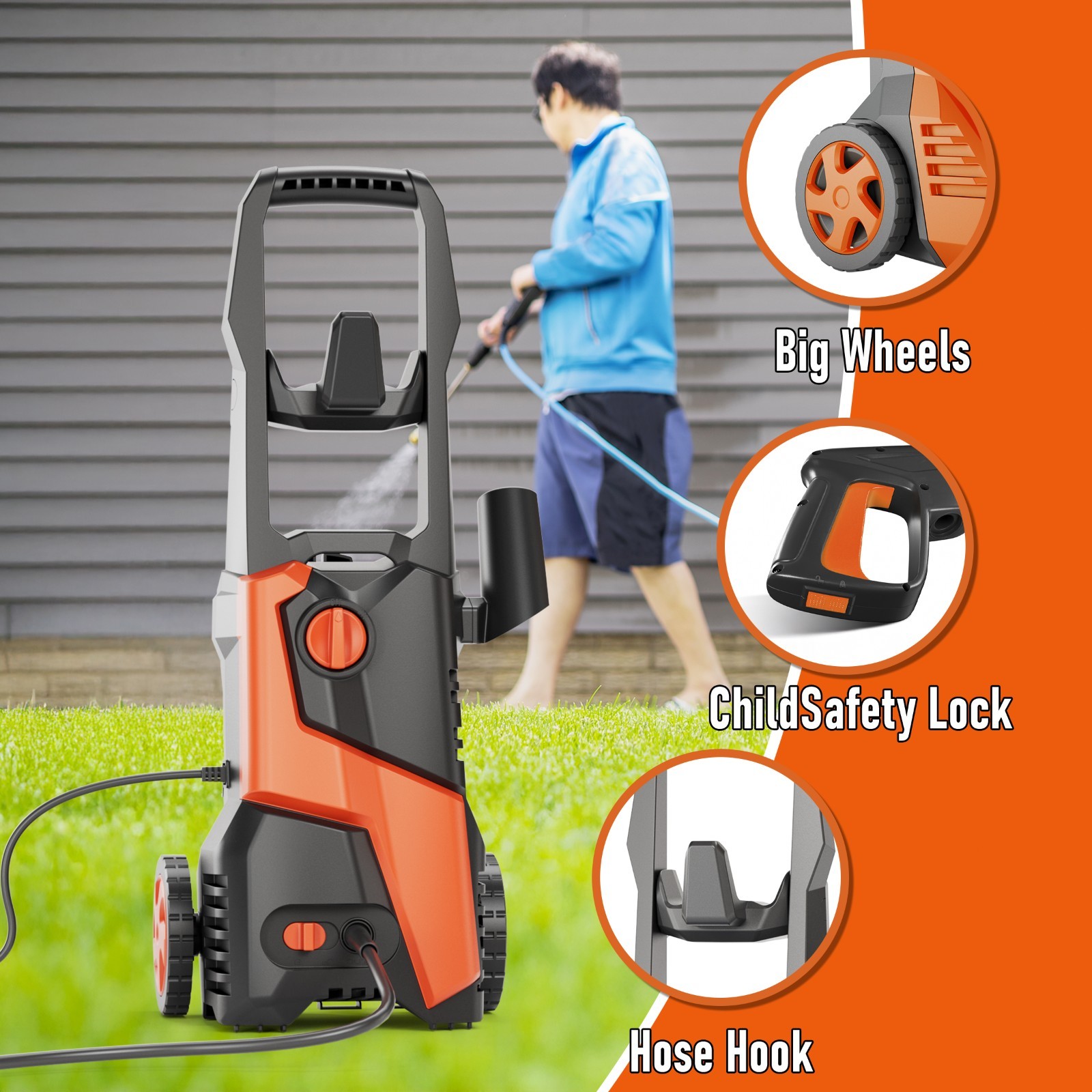 Pressure Washer 4200PSI 2.5GPM, Steel Lance, 4 Nozzle Tips, for Car, Patio