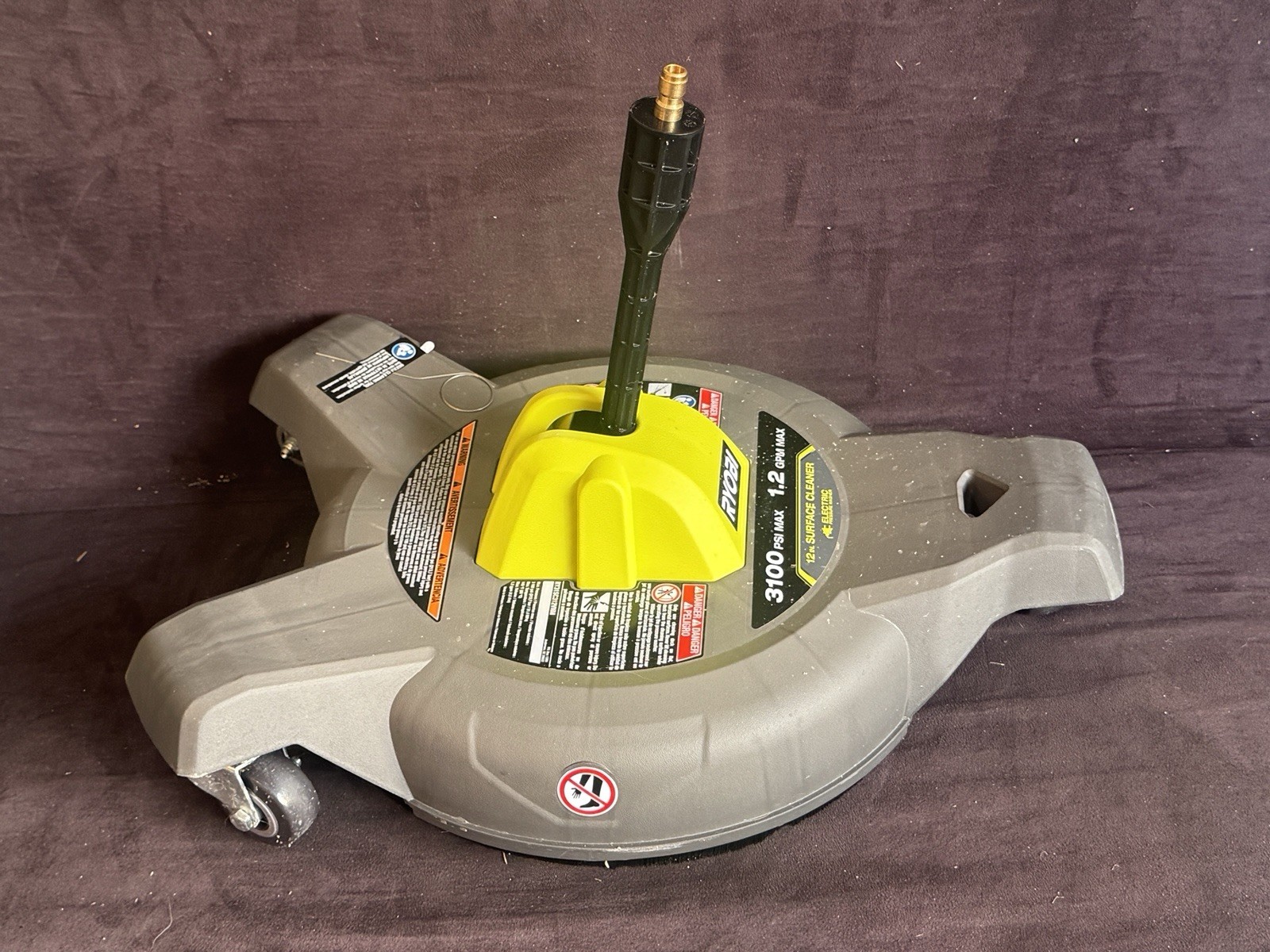 RYOBI 12 in. 3100 PSI Electric Pressure Washer Surface Cleaner w/Caster Wheels
