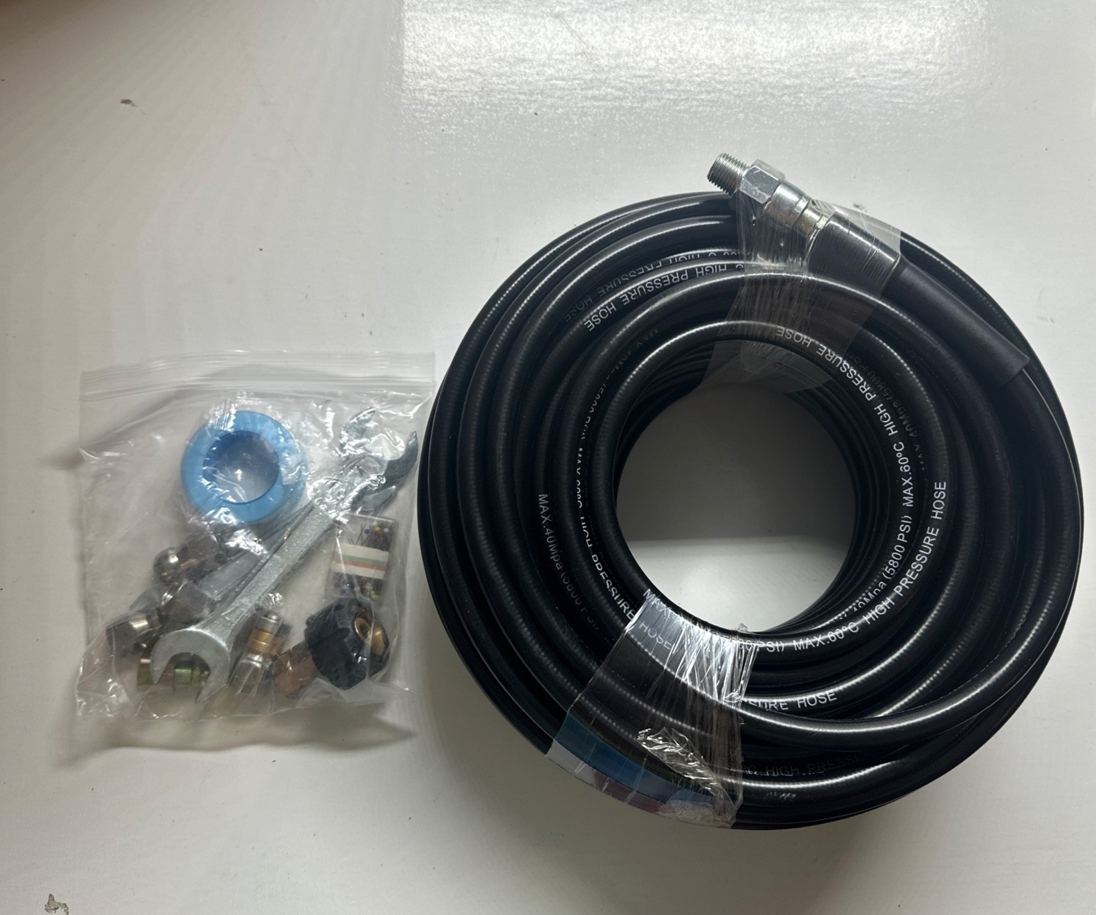 100FT Sewer Jetter Kit for Pressure Washer 4000PSI Drain Cleaner Hose 1/4 Inch