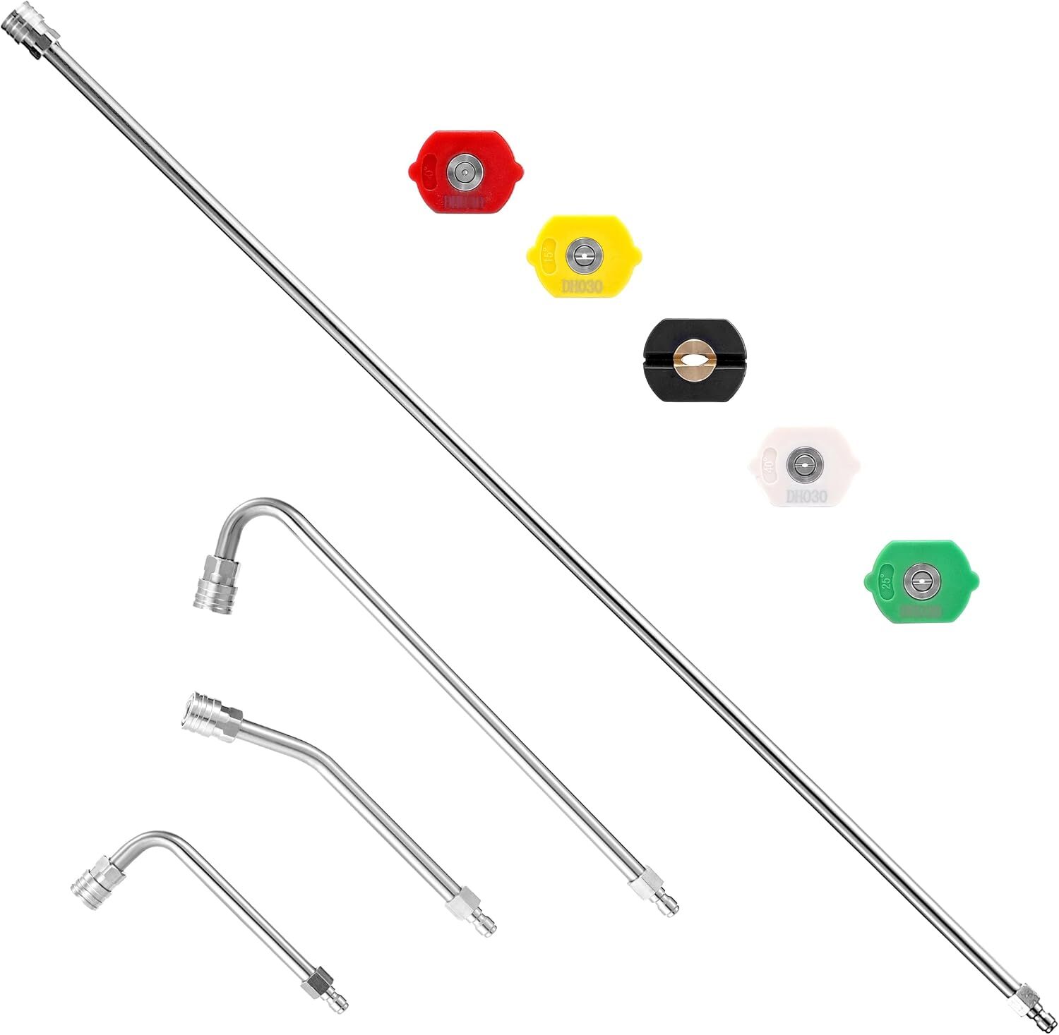 60 Inch Pressure Washer Wand Extension With Curved Poles And Nozzles 4000 Psi
