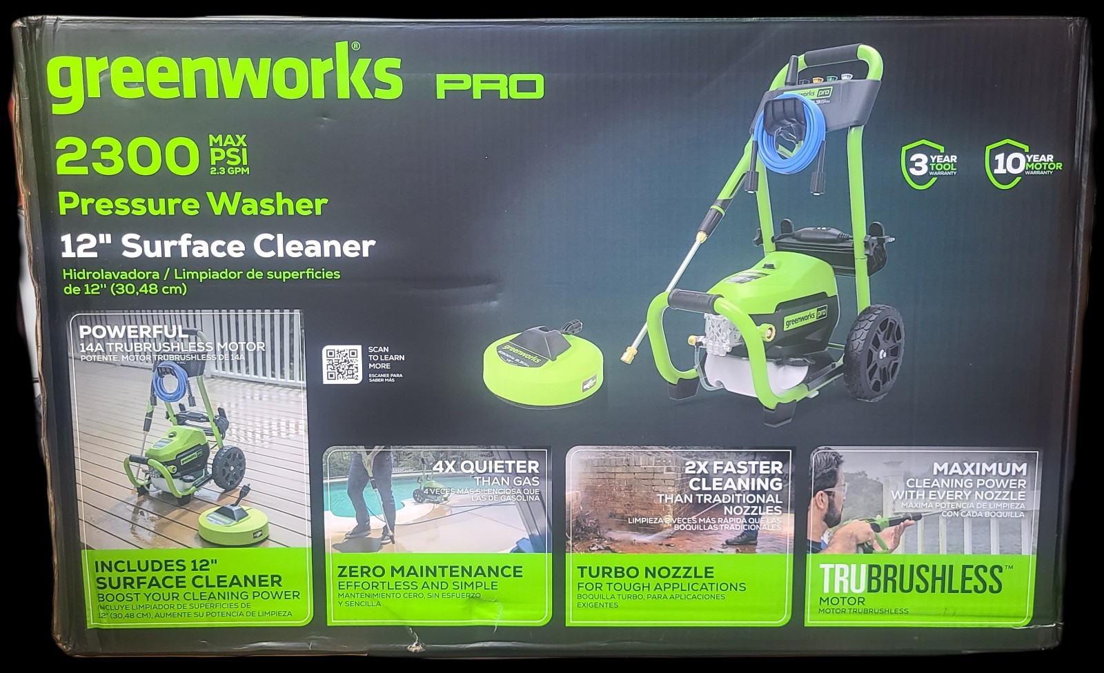 Greenworks Pro 2300 PSI 1.2-GPM Cold Water Electric Pressure Washer Gpw2301sc-1