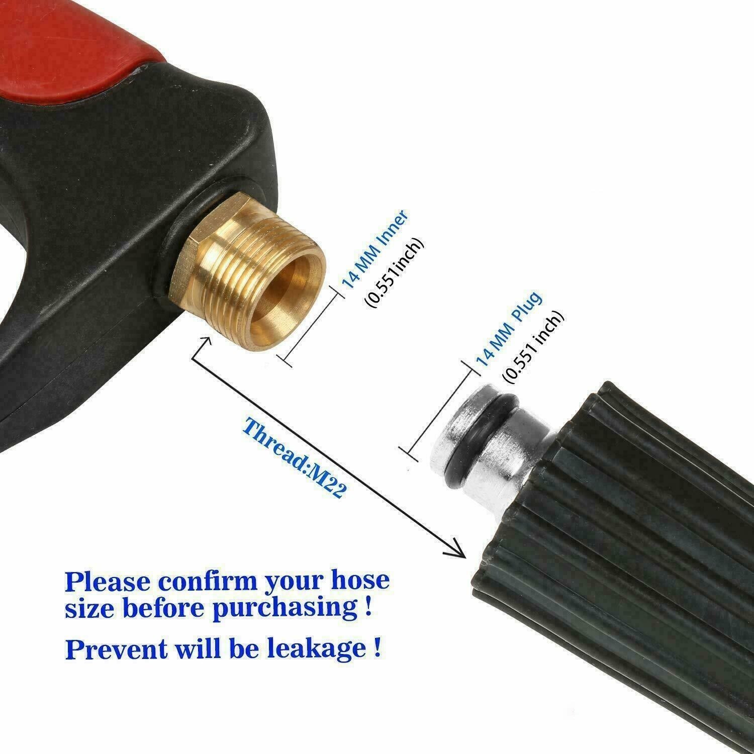 High Pressure Power Washer Spray Gun Wand Lance Nozzle Tips 50FT Hose Kit M22