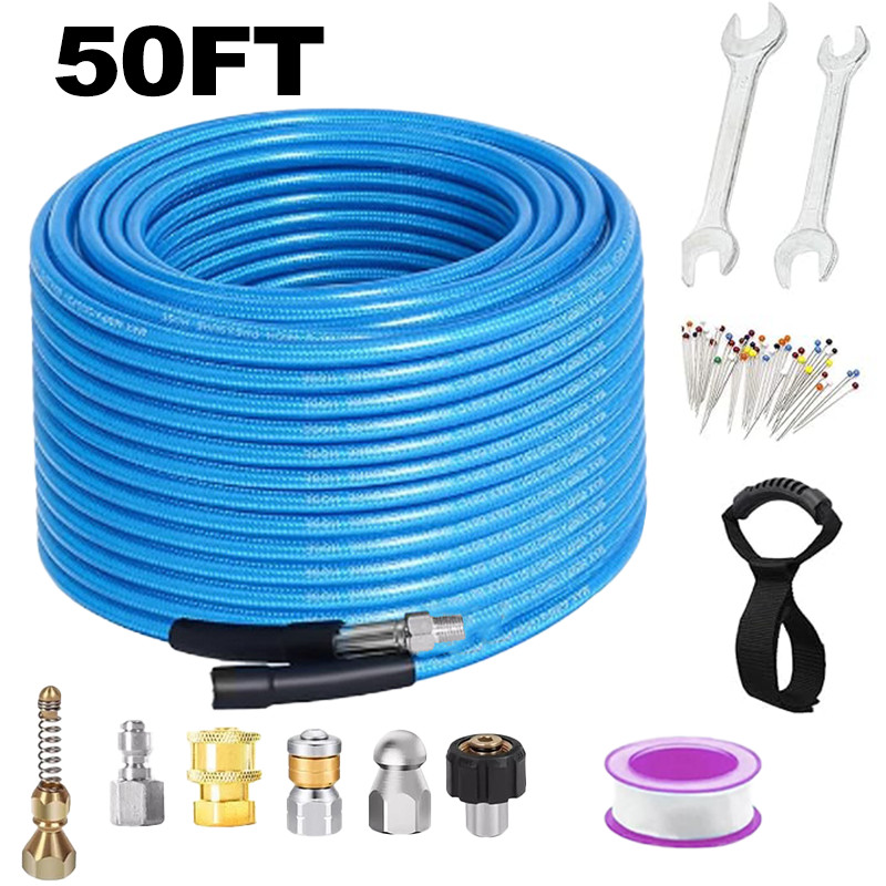 Sewer Jetter Kit for Pressure Washer 50FT 1/4″ M-NPT 5800PSI Drain Cleaner Hose
